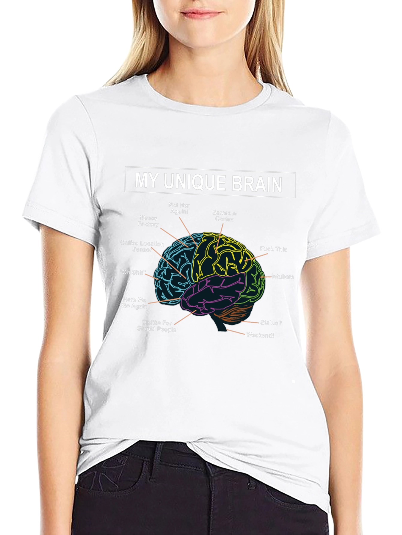 Black My Unique Brain Funny Graphic T-Shirt view 9