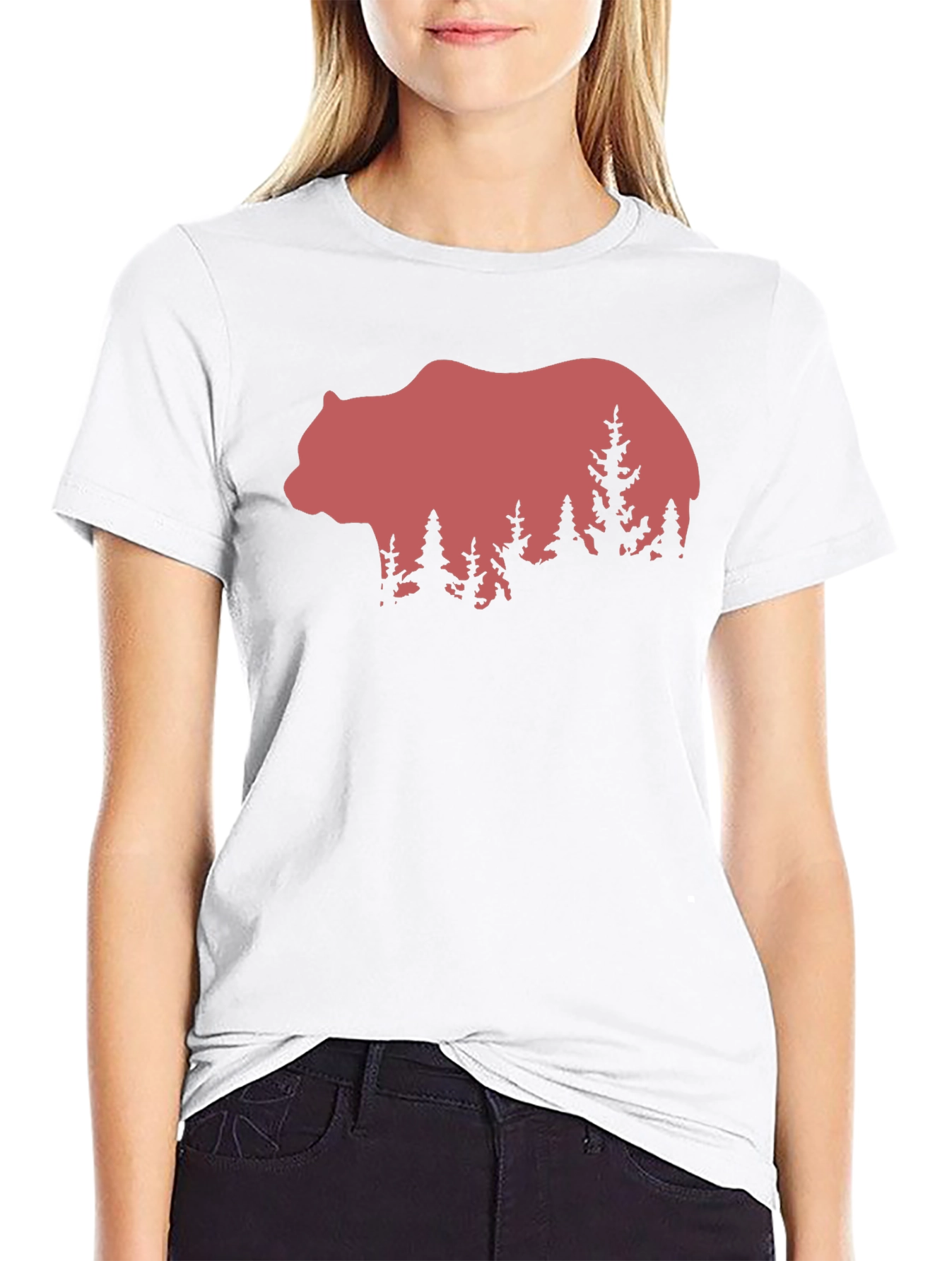 Black Bear & Forest Graphic Tee - Nature Lover's Shirt view 9