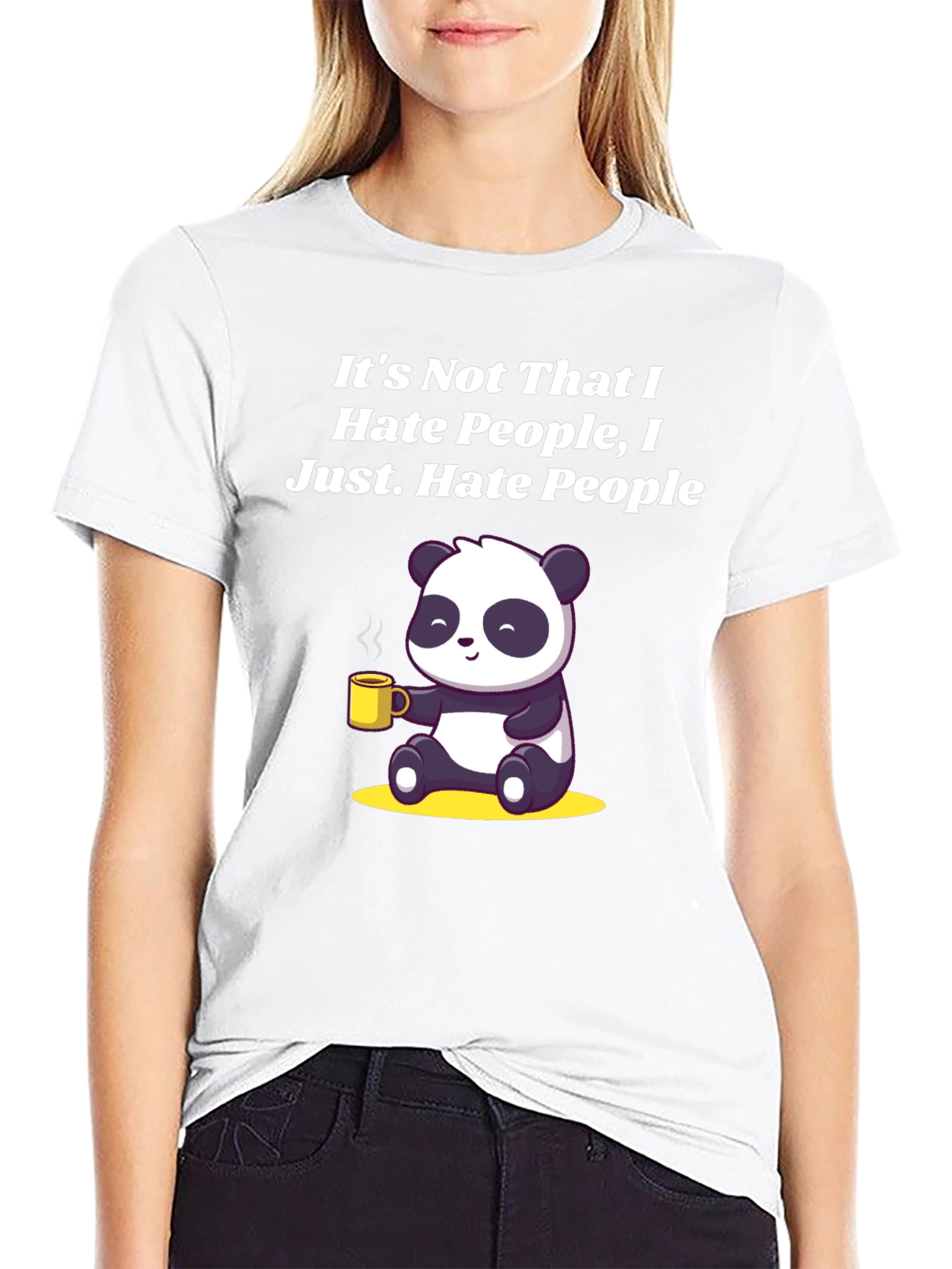 Black Hate People Panda Graphic Tee - Funny, Soft Cotton view 9