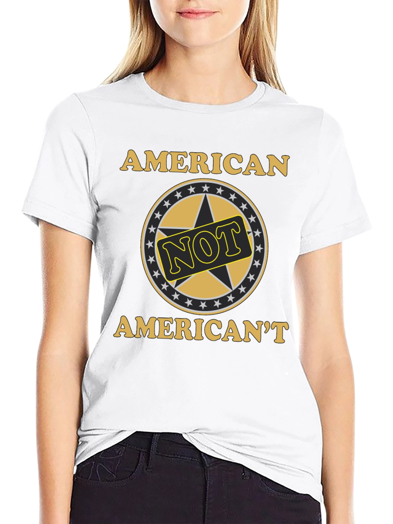Black American't Funny Graphic T-Shirt view 9