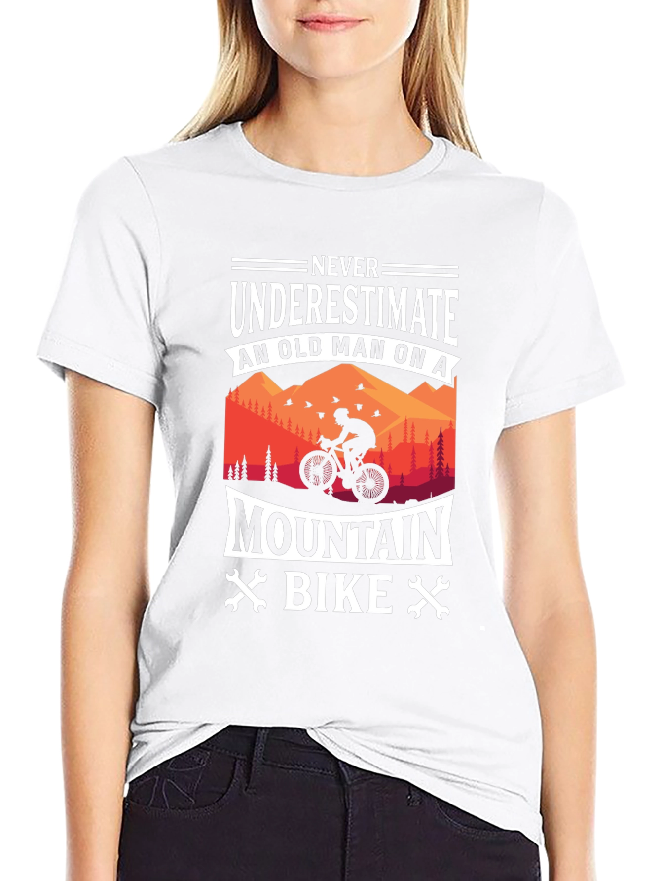 Black Mountain Bike Old Man Graphic T-Shirt view 9