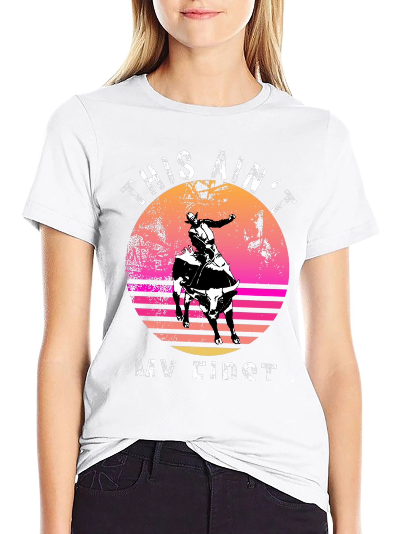 Black Retro Rodeo Rider Graphic Tee view 9