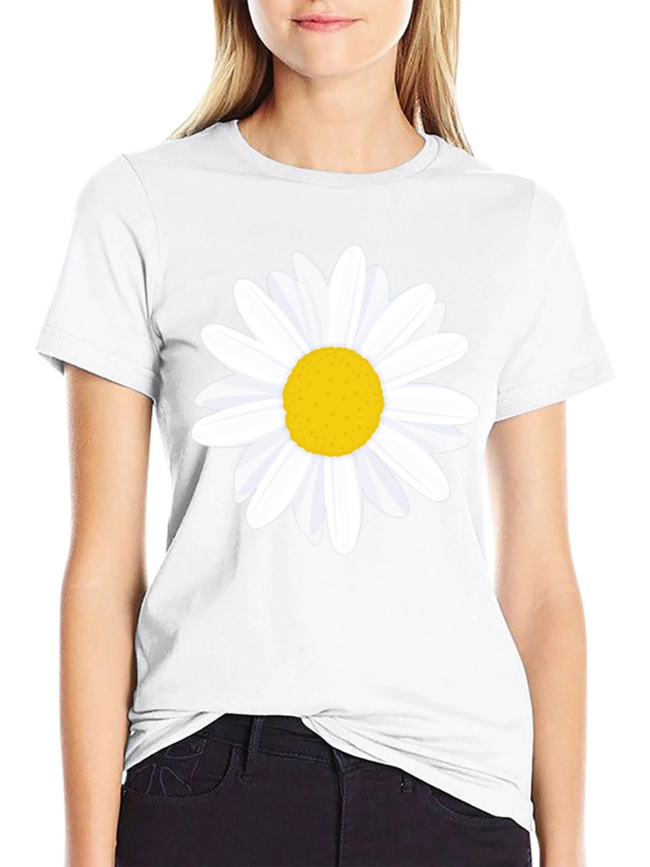 Black Daisy Graphic Tee - Black Cotton T-Shirt view 9