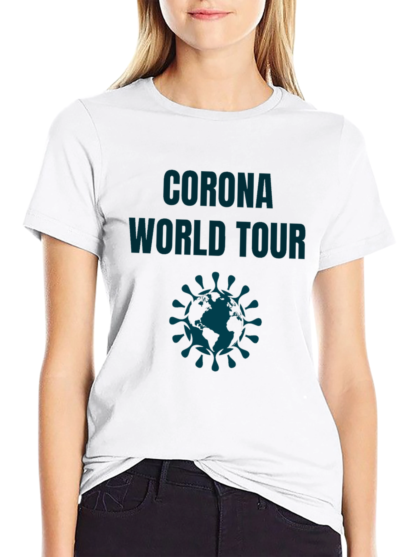 Black Corona World Tour Graphic Tee - Novelty T-Shirt view 9