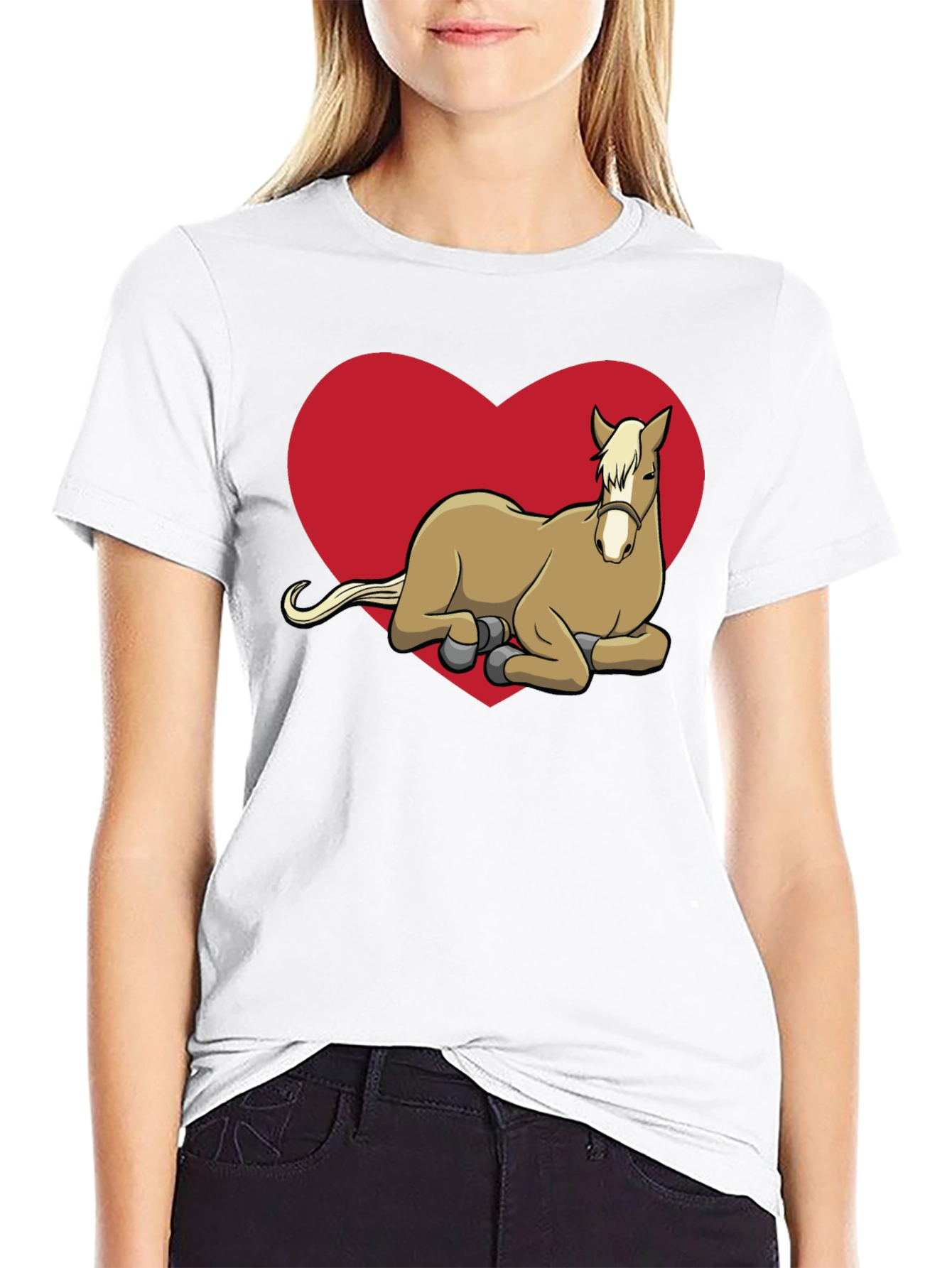 Black Horse Lover T-Shirt - Cute Horse in Heart view 9