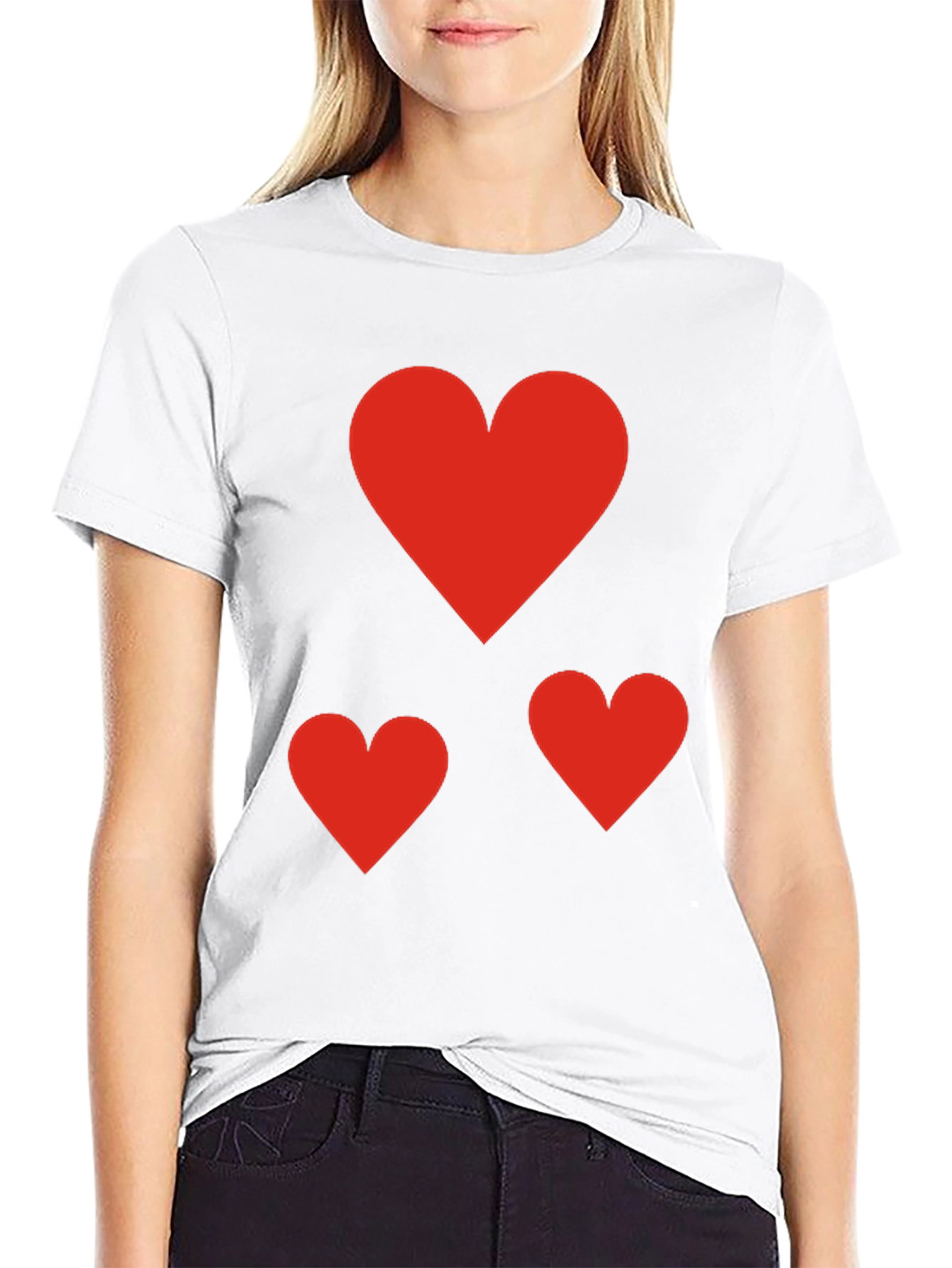 Black Heart Patterned Black T-Shirt view 9