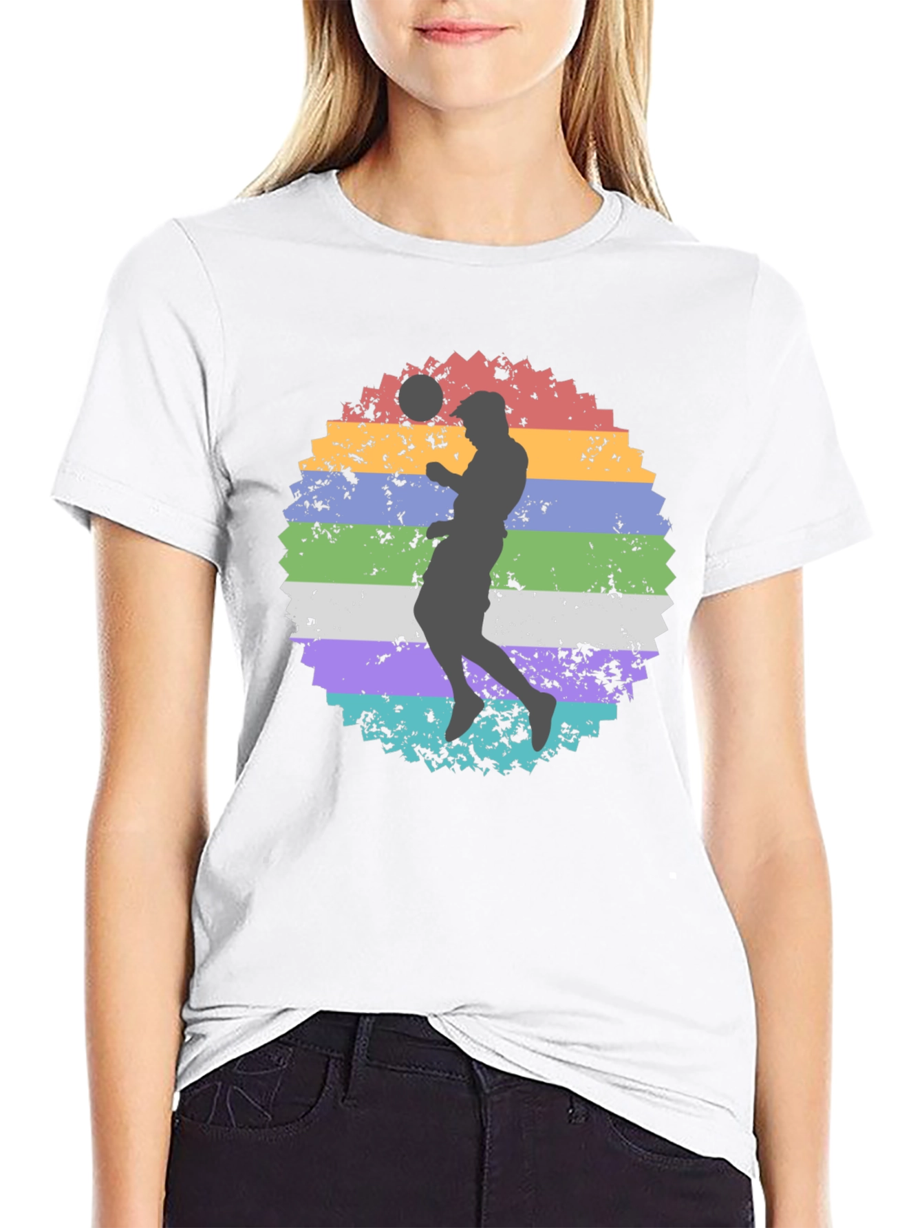 Black Retro Soccer Player Graphic Tee view 9