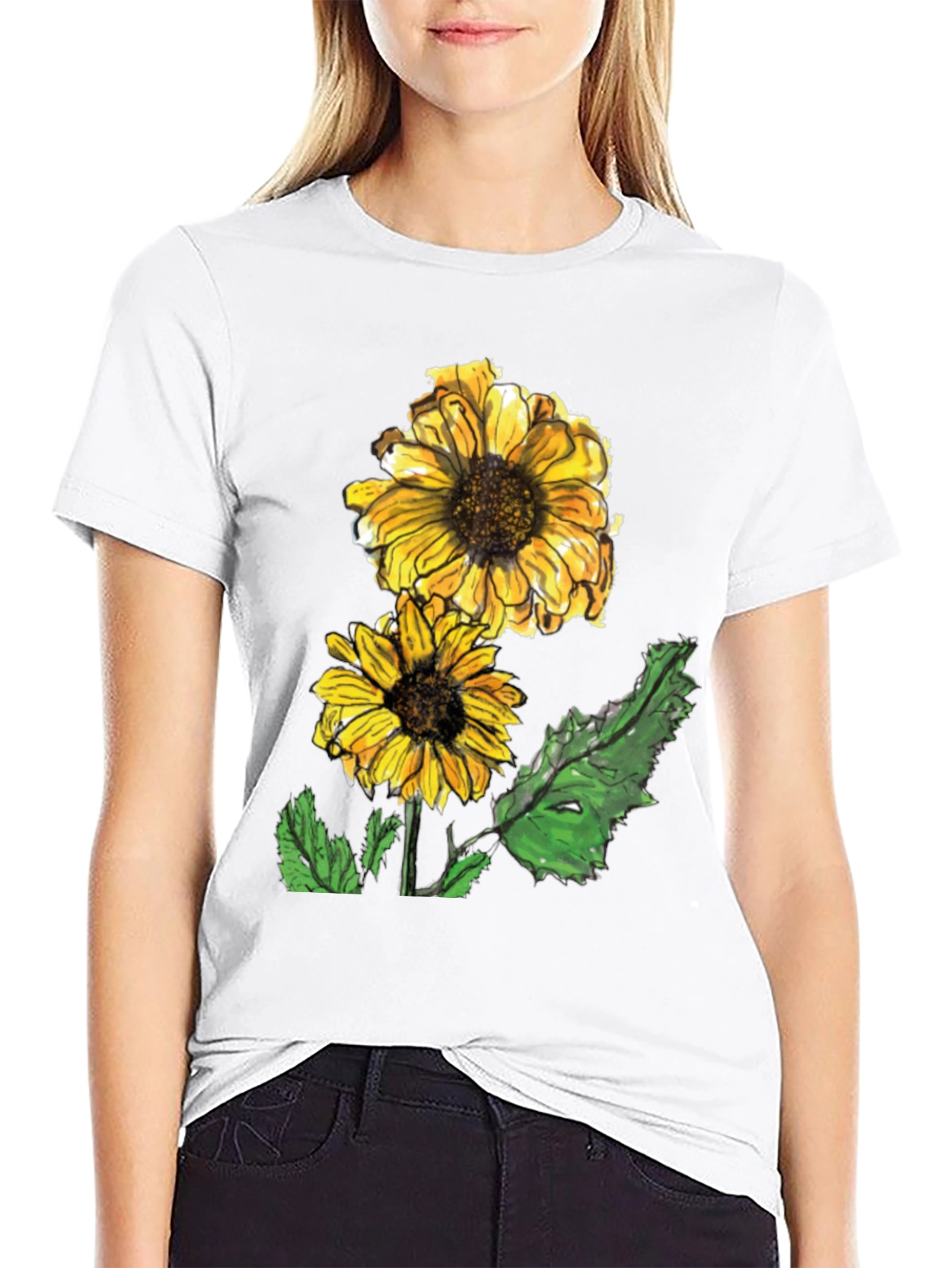 Black Sunflower Graphic Tee - Casual Black T-Shirt view 9