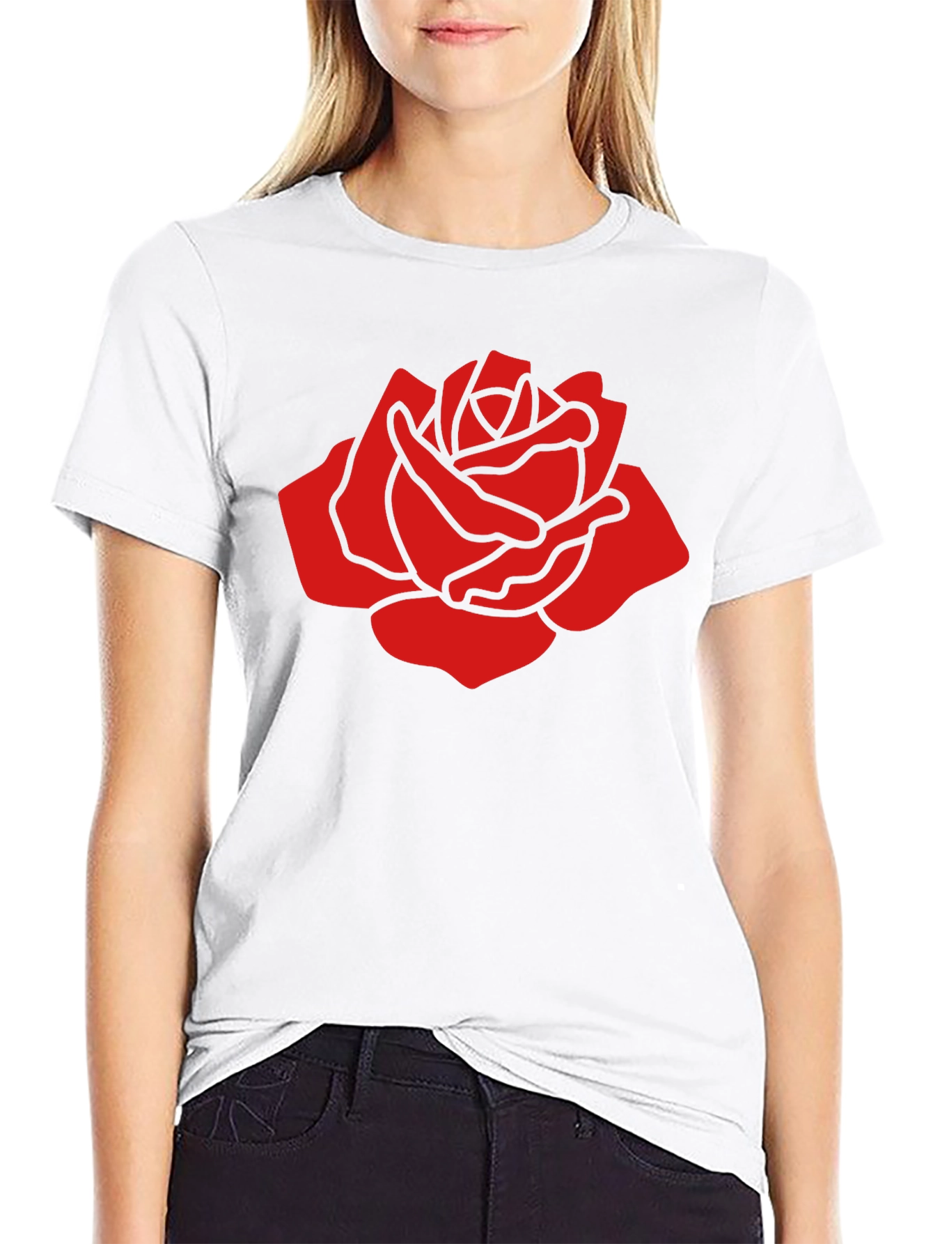 Black Bold Red Rose Graphic T-Shirt view 9