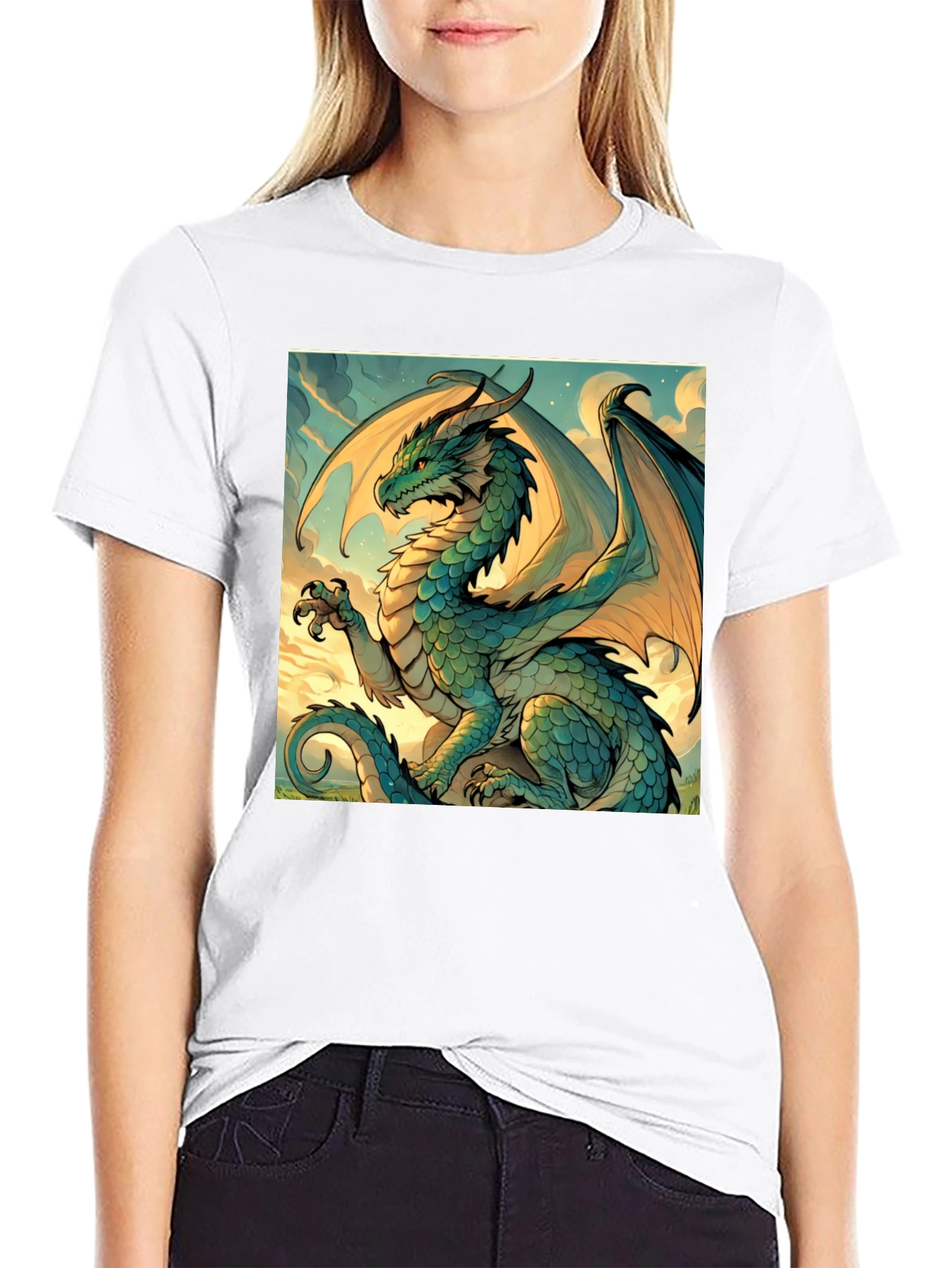 Black Dragon Graphic Tee - Mythical Creature Art Shirt view 9