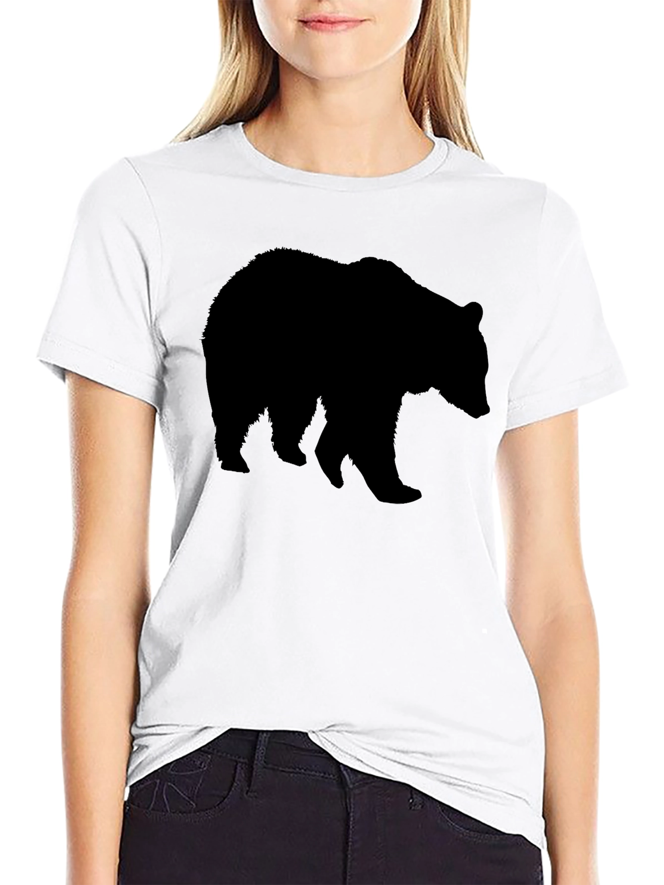 Black Bear Silhouette Black T-Shirt view 9