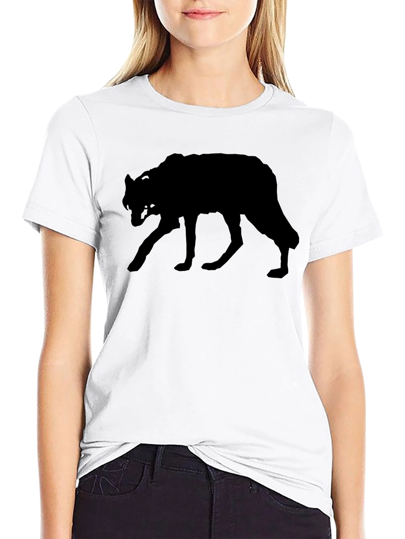 Black Wolf Silhouette Graphic Tee - Mens Black T-Shirt view 9