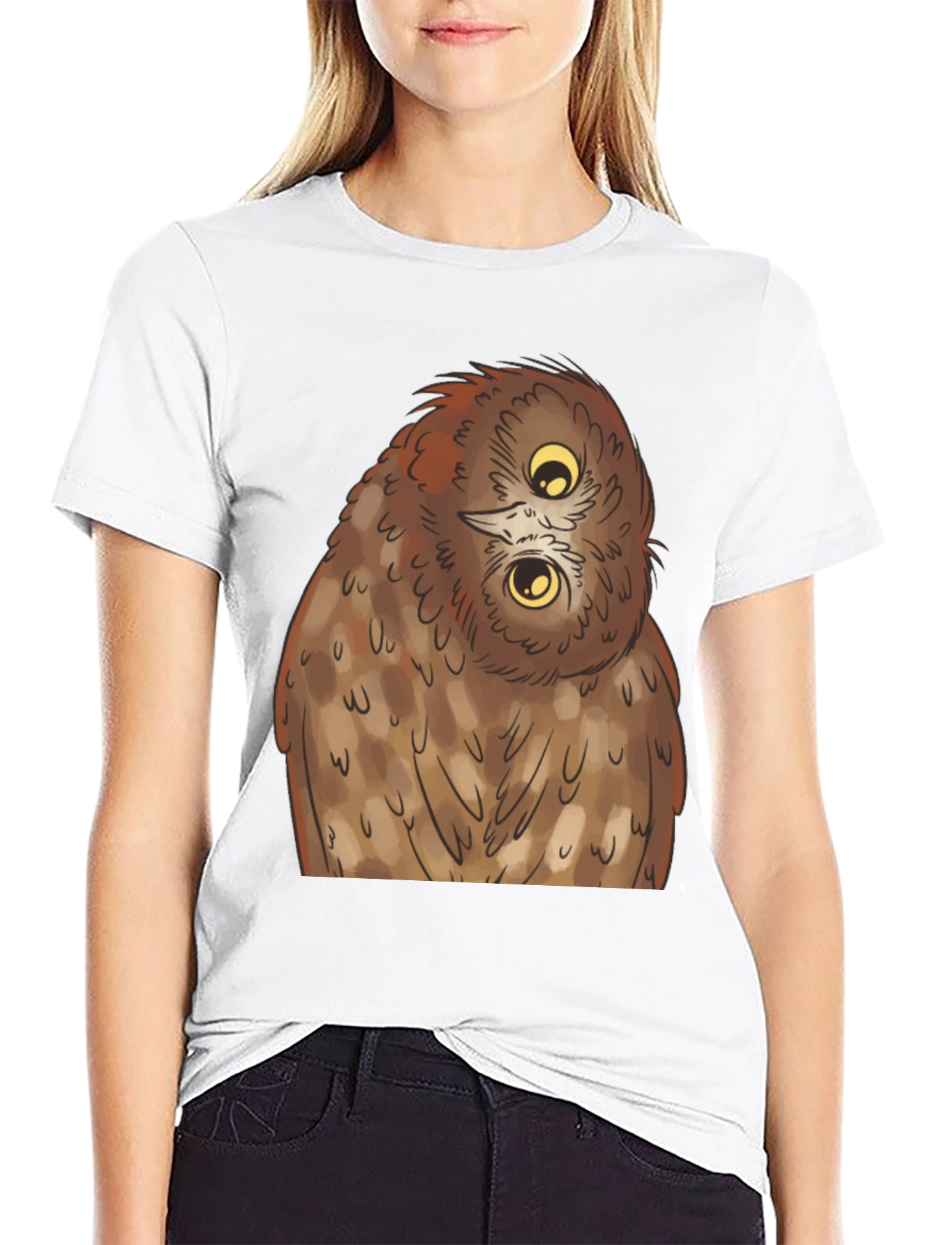 Black Owl Graphic Tee - Quirky Black T-Shirt view 9