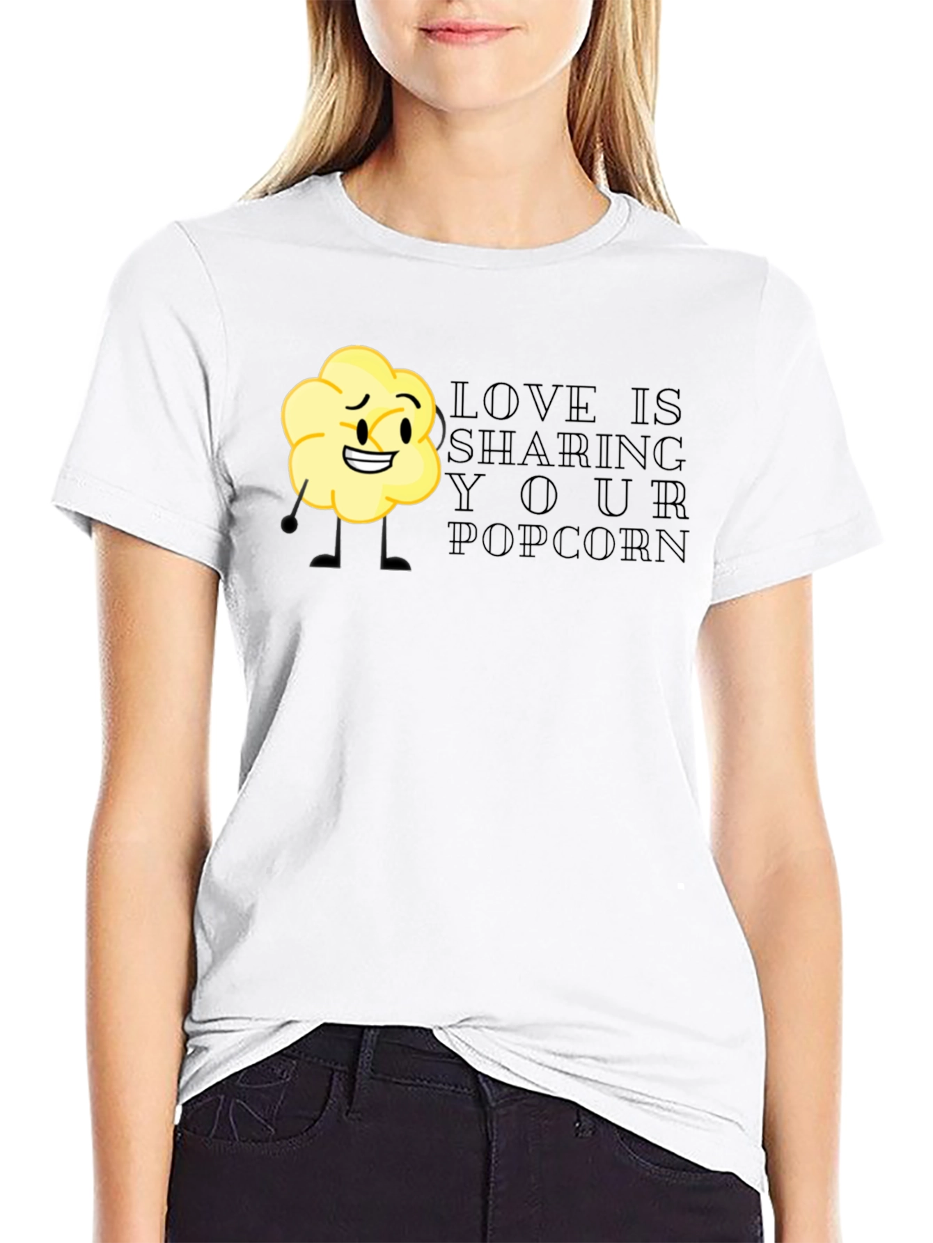 Black Sharing Popcorn Black T-Shirt view 9