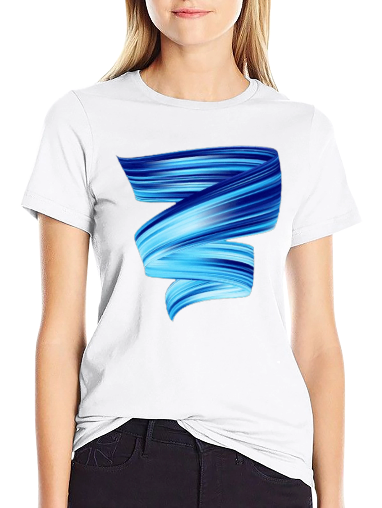 Black Modern Swirl Graphic Tee view 9