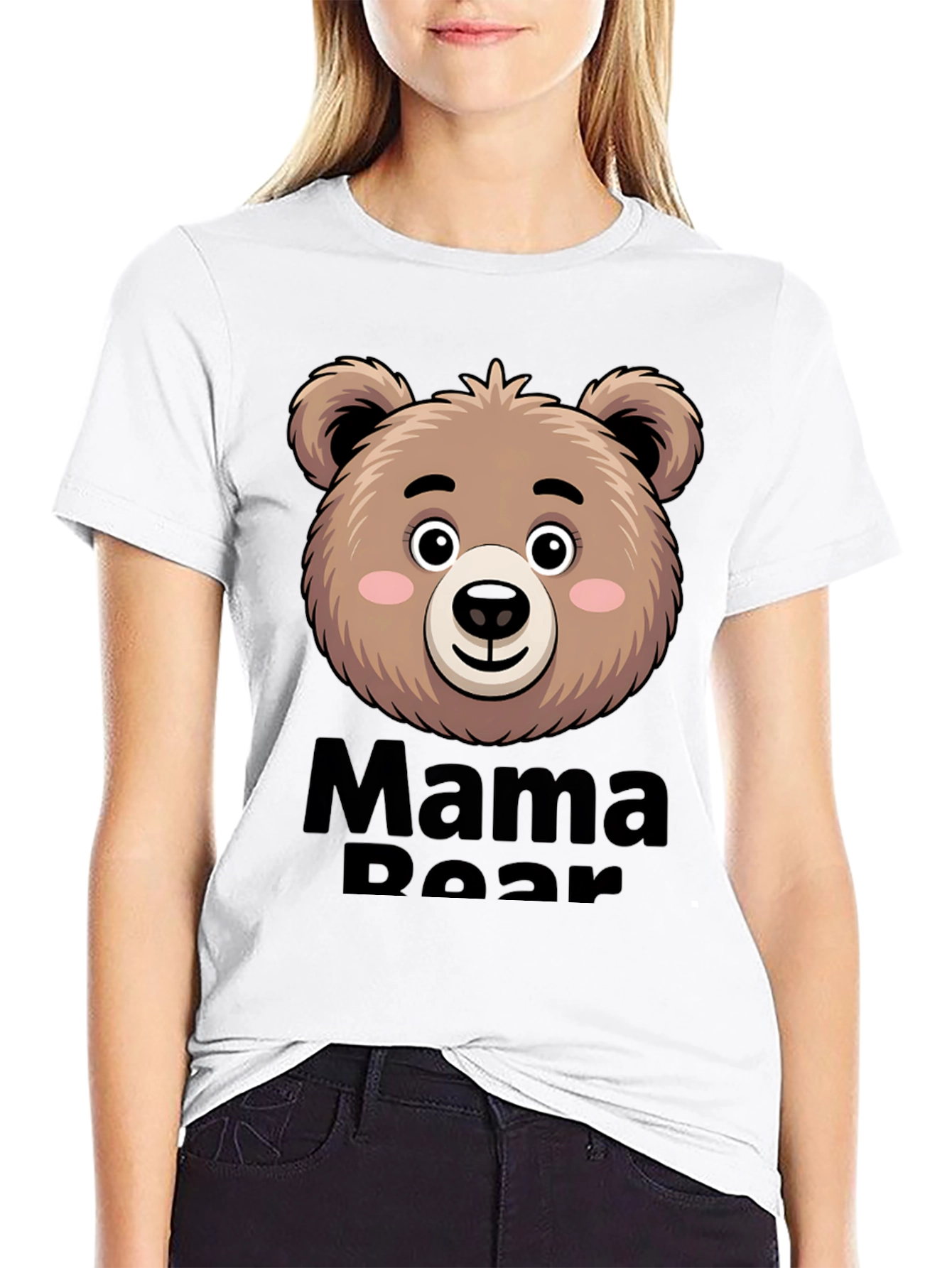 Black Mama Bear T-Shirt Cute Bear Face view 9