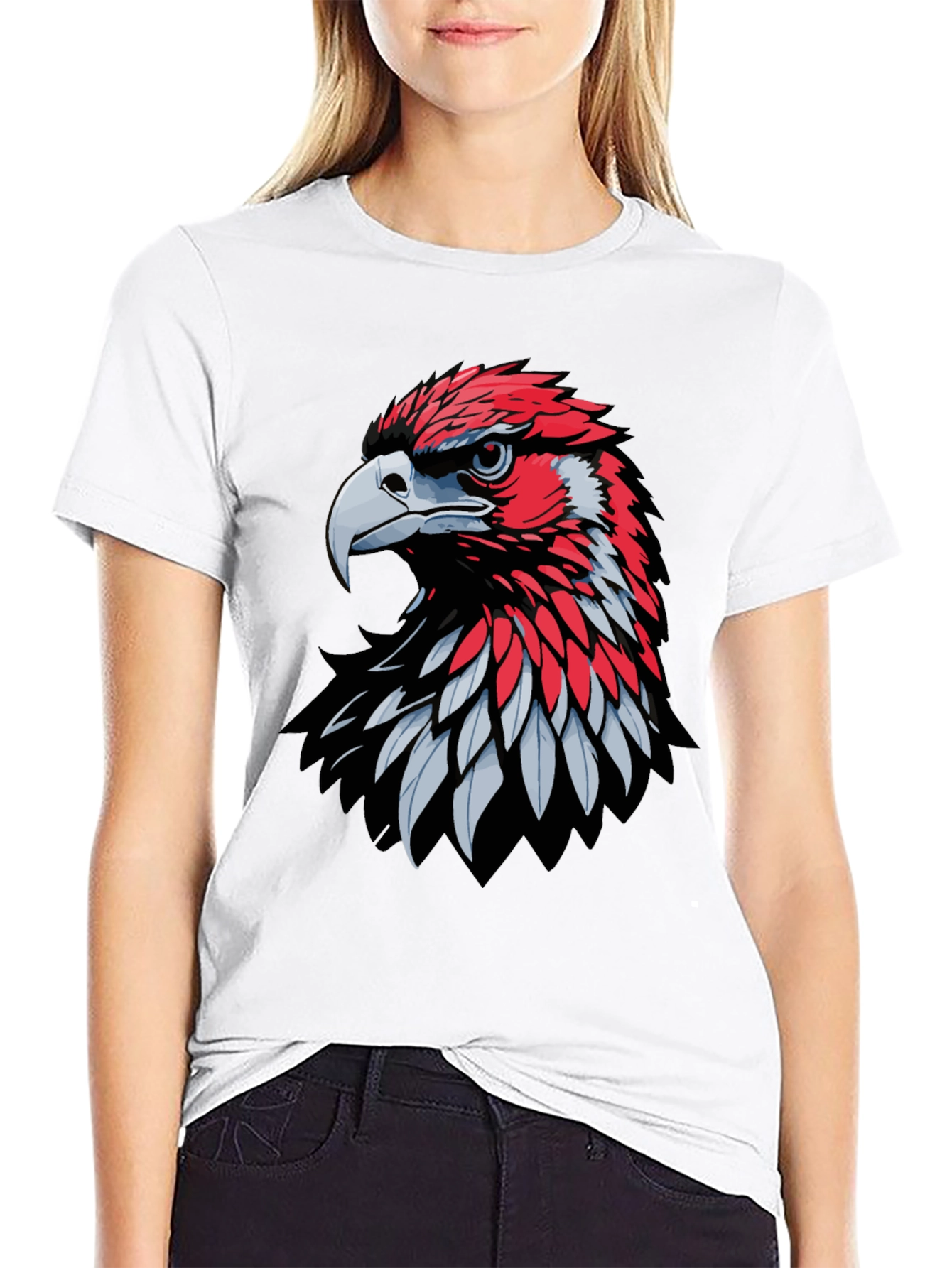Black Eagle Graphic Print Crew Neck T-Shirt - Bold Design view 9