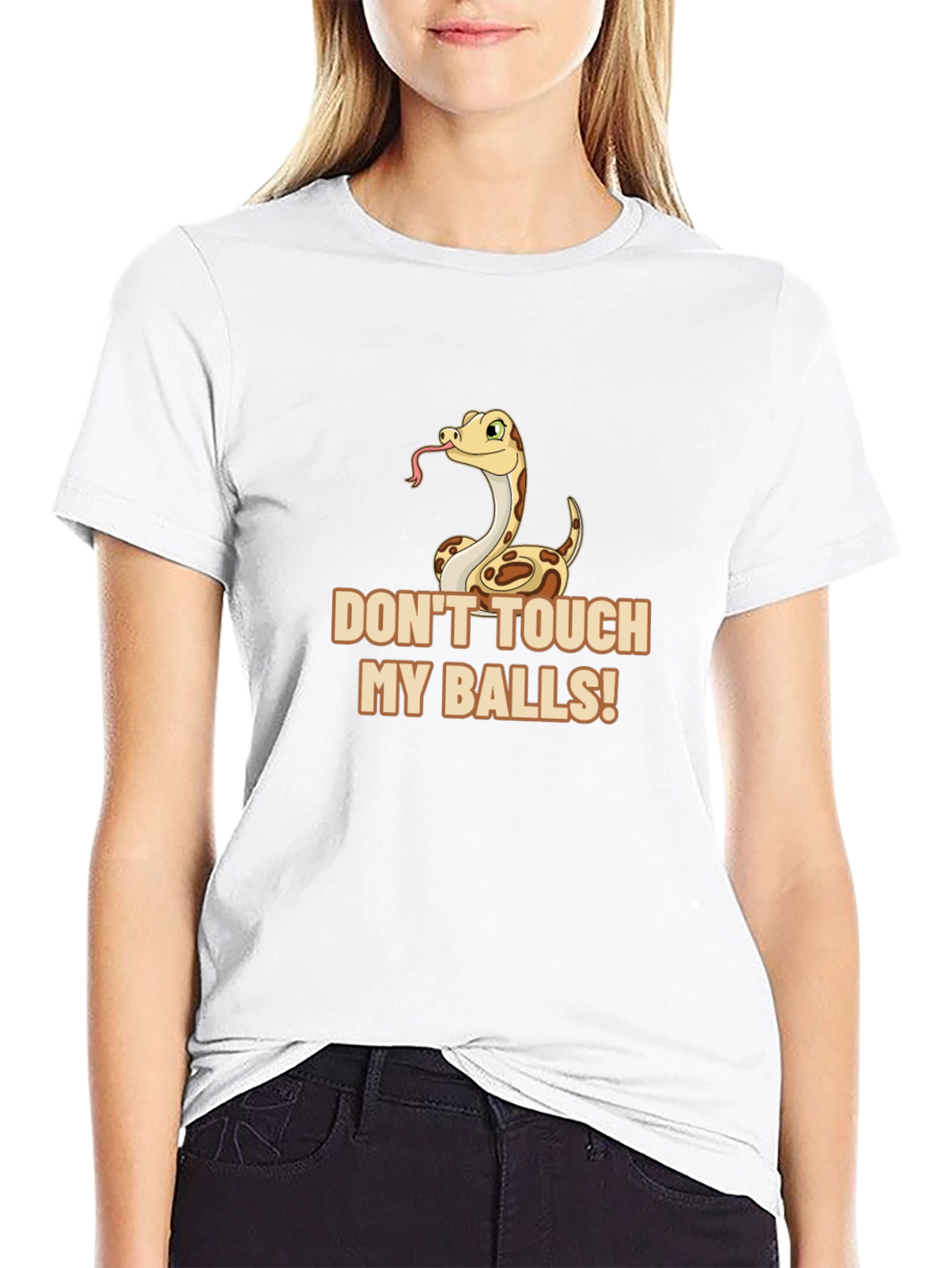Black Don't Touch My Balls Snake Graphic Tee view 9