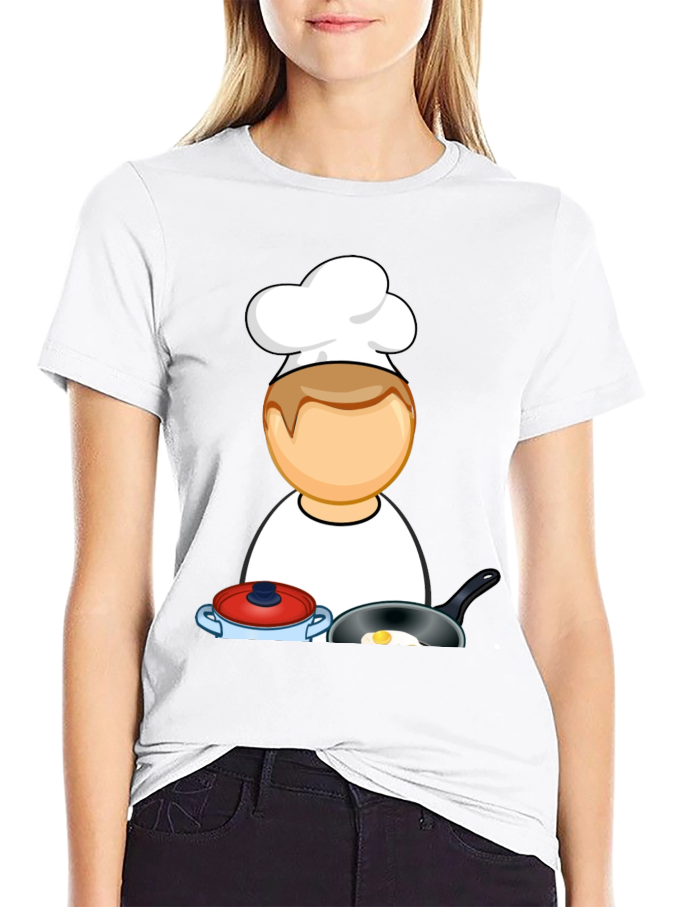 Chef Cartoon Black T-Shirt - Cooking Fun! - 9