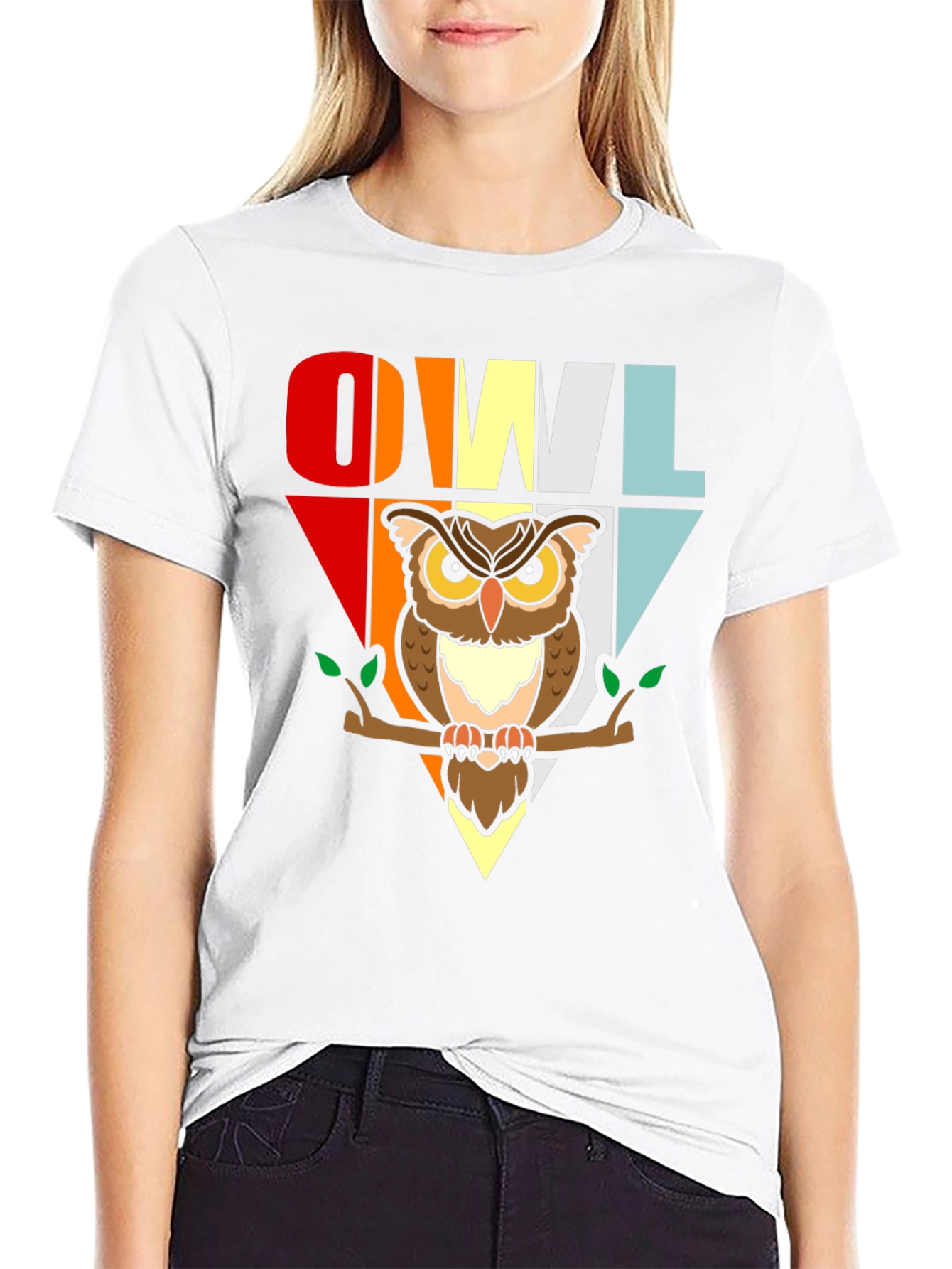 Black Retro Owl T-Shirt - Cute Bird Graphic Tee view 9