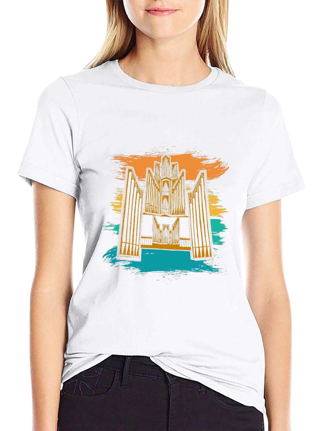 Black Retro Organ Music T-Shirt view 9