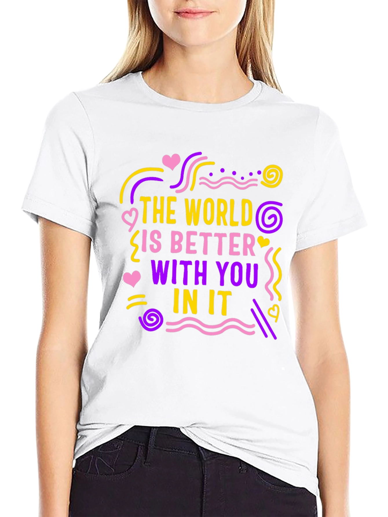 Black The World Is Better With You T-Shirt view 9