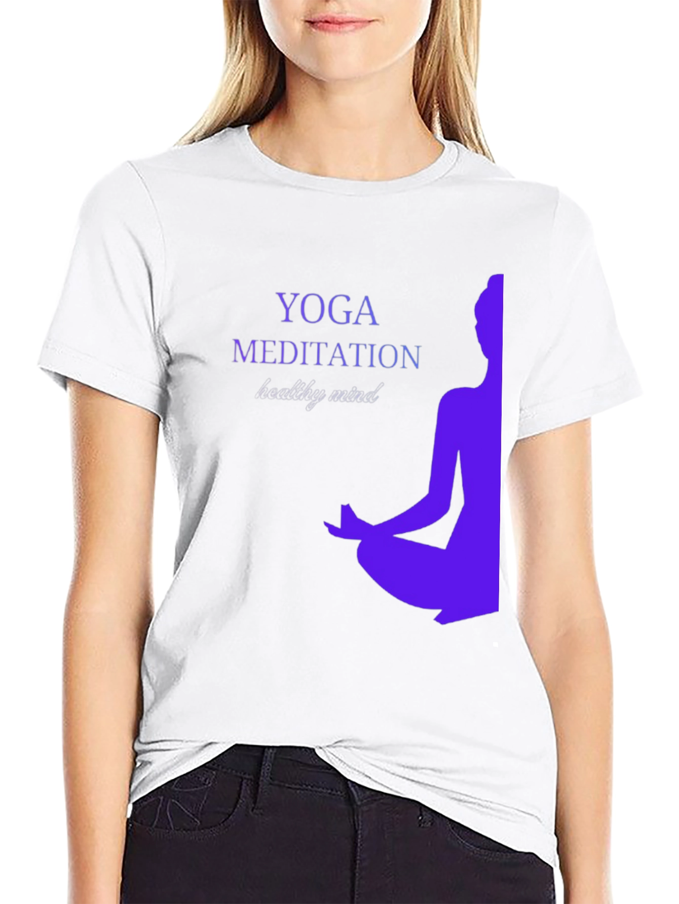 Black Yoga Meditation T-Shirt - Healthy Mind Design view 9