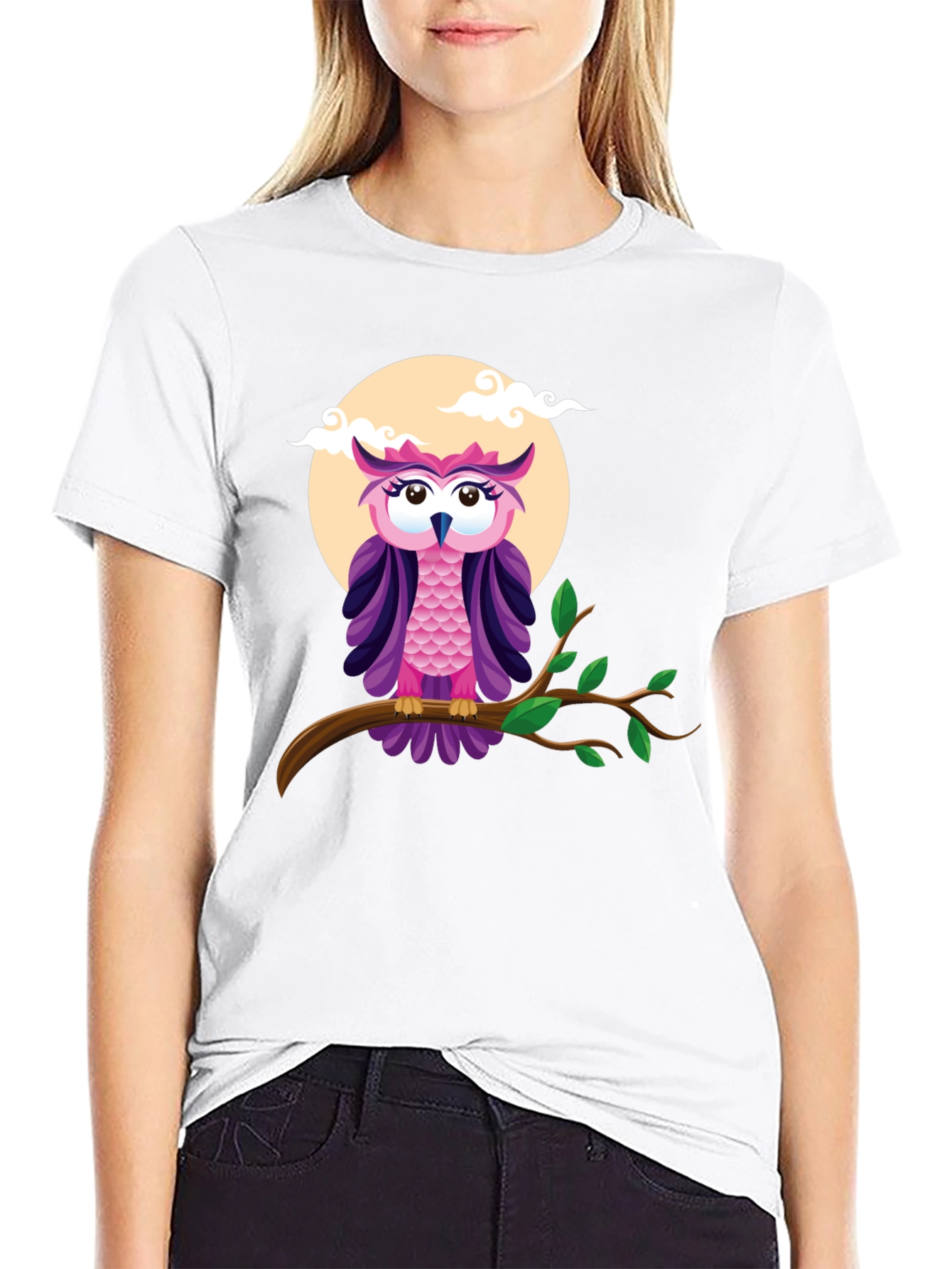 Black Owl on Branch Graphic Tee - Black view 9