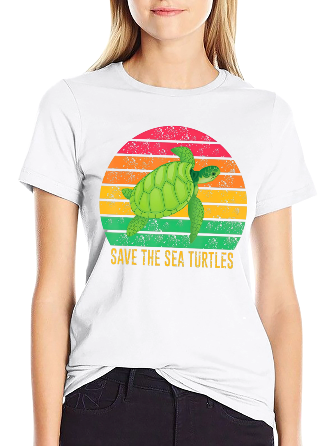 Black Save The Sea Turtles T-Shirt view 9