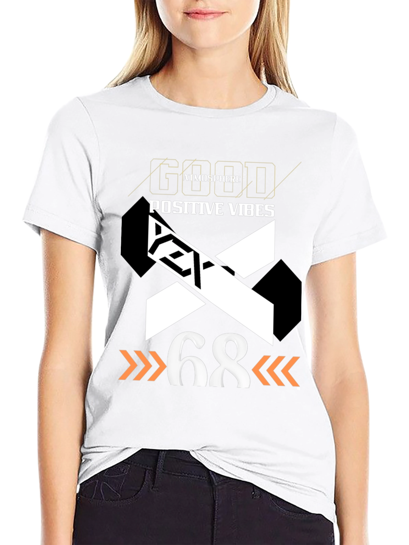 Black Good Atmosphere Positive Vibes Graphic Tee view 9