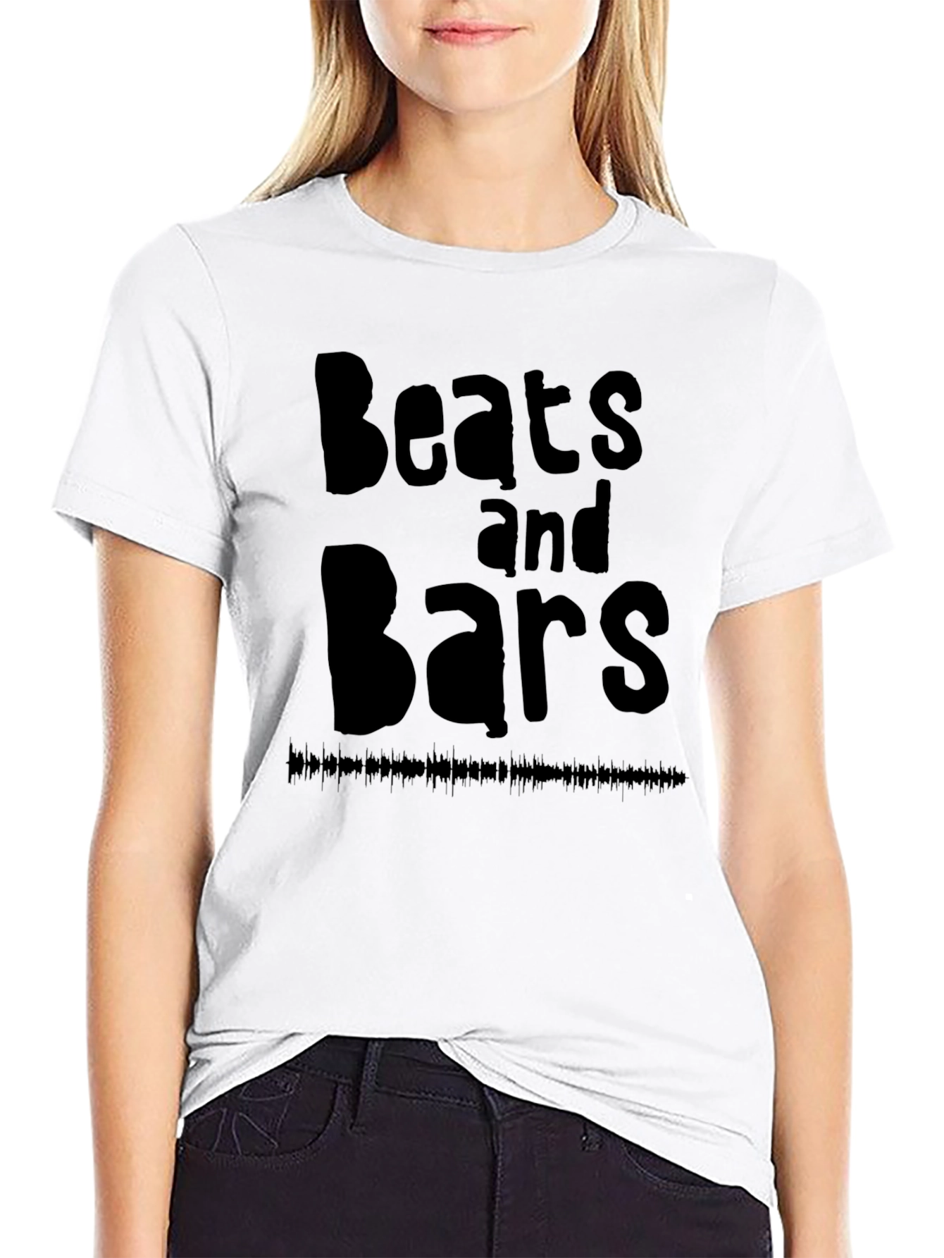 Black Beats and Bars Black Graphic T-Shirt view 9