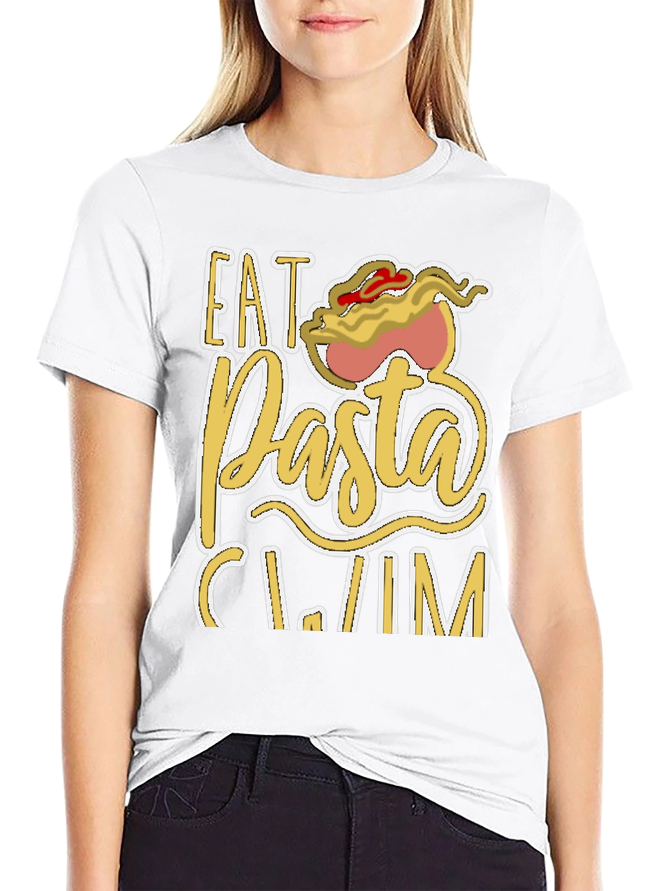 Black Eat Pasta Swim T-Shirt Funny Foodie Tee view 9