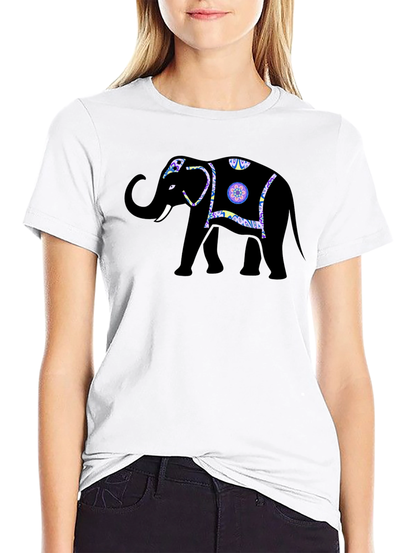 Black Elephant Graphic Tee - Stylish Black T-Shirt view 9