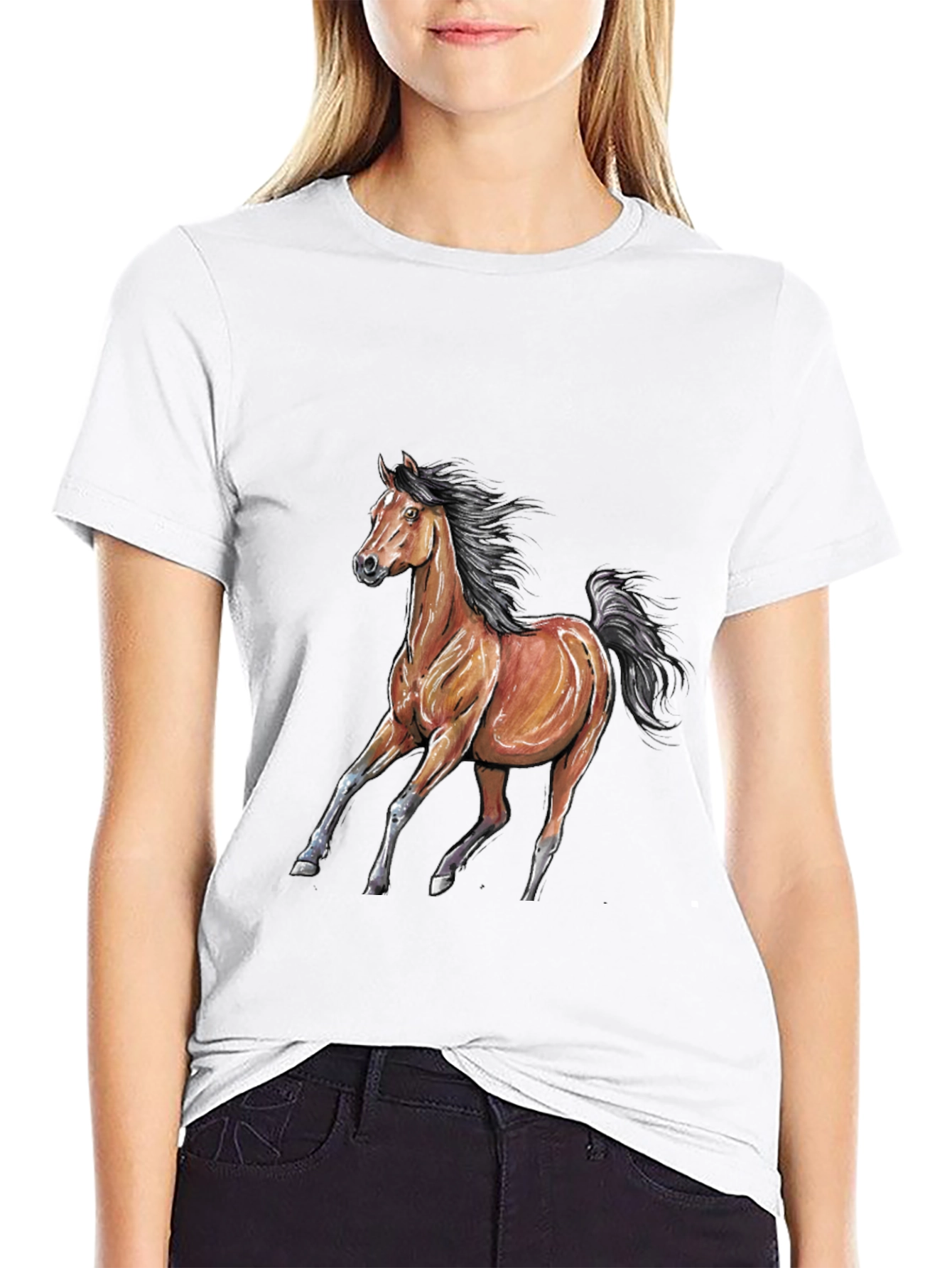 Black Horse Graphic Tee - Black Cotton Blend view 9