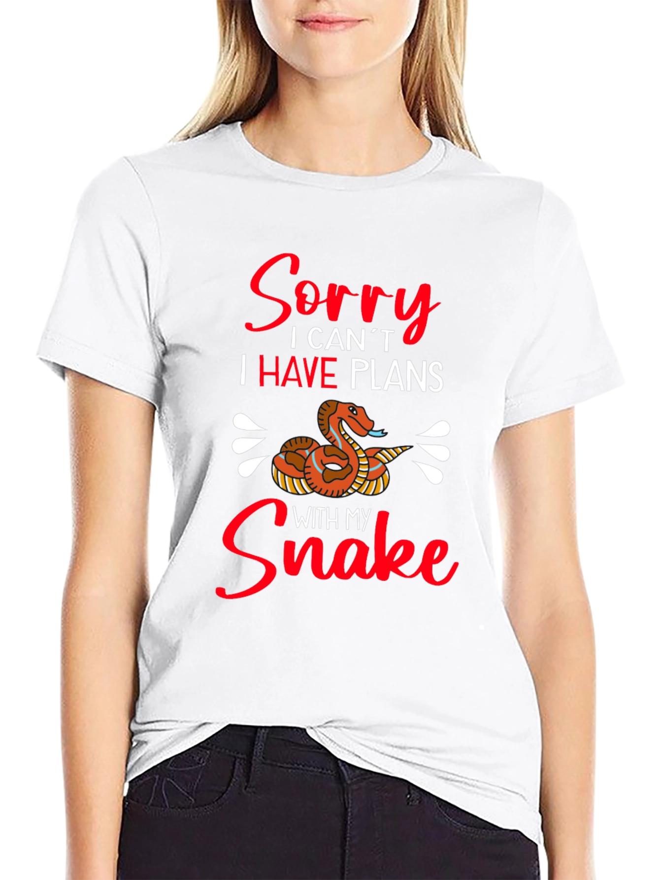 Black Funny Snake Lover Graphic T-Shirt - Sorry I Have Plans view 9