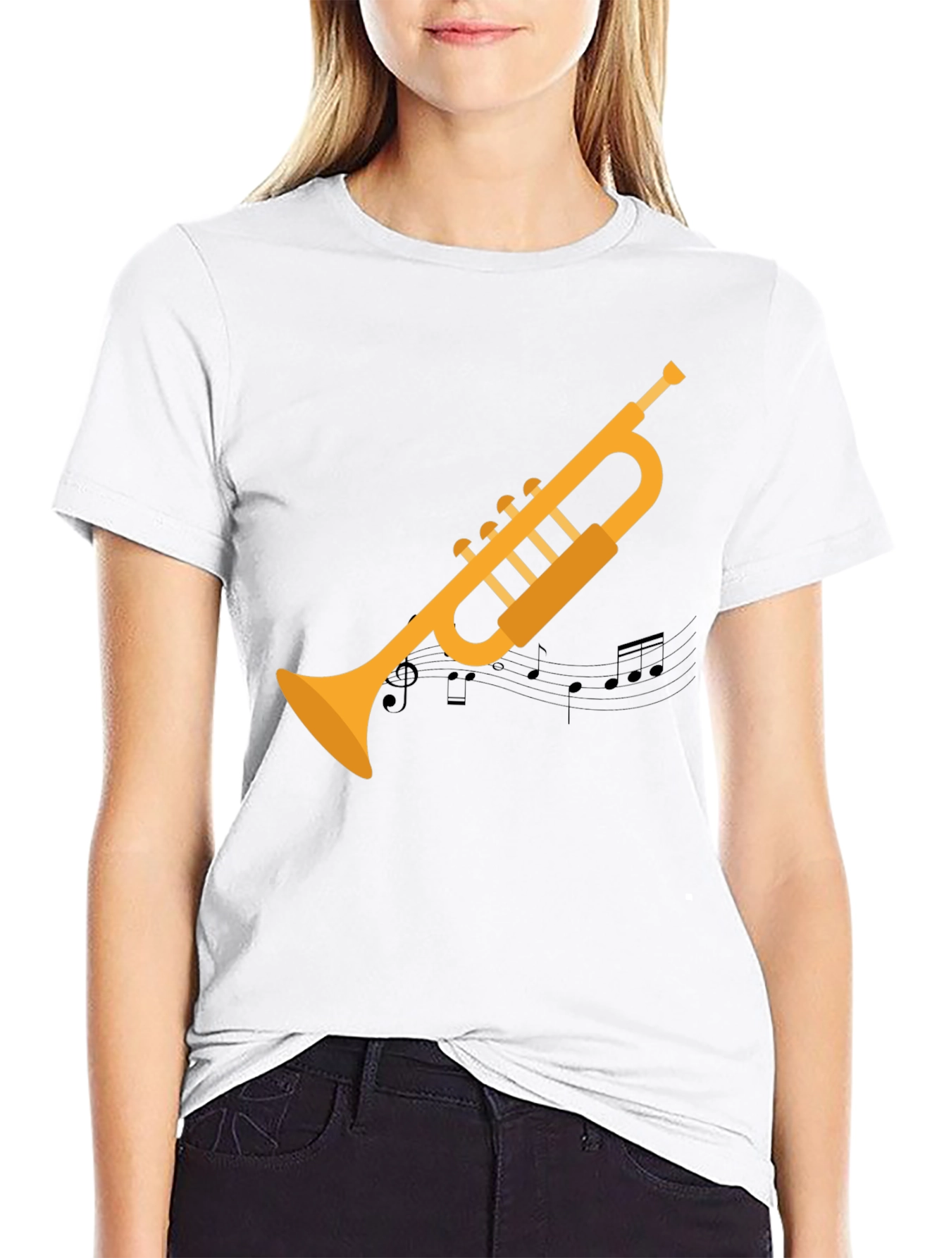 Black Trumpet Graphic Tee - Musician's Black T-Shirt view 9