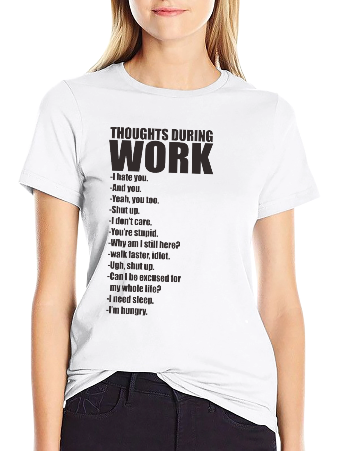 Black Thoughts During Work T-Shirt - Funny Sarcastic Tee view 9