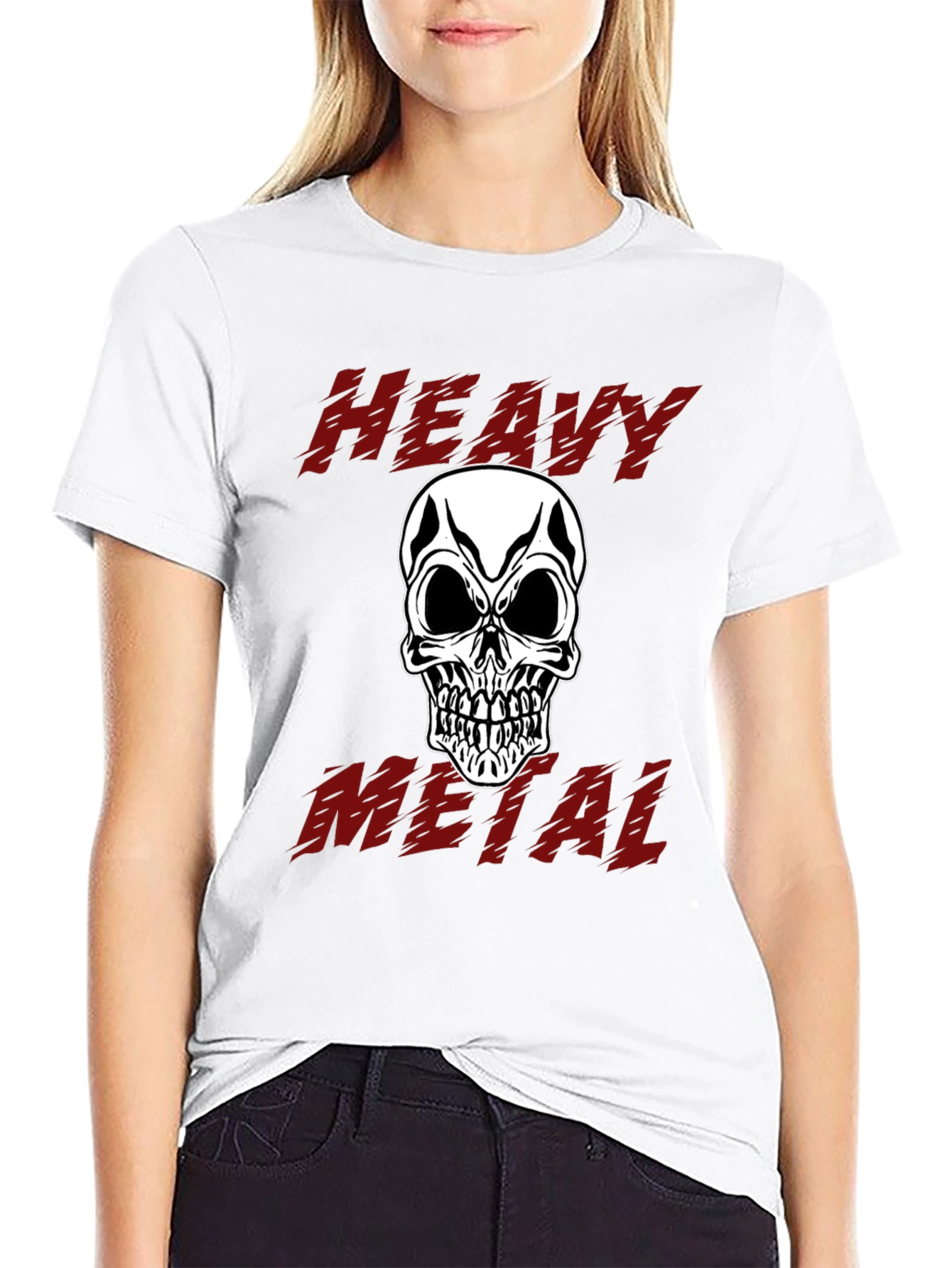 Black Heavy Metal Skull Graphic Tee - Black Cotton view 9
