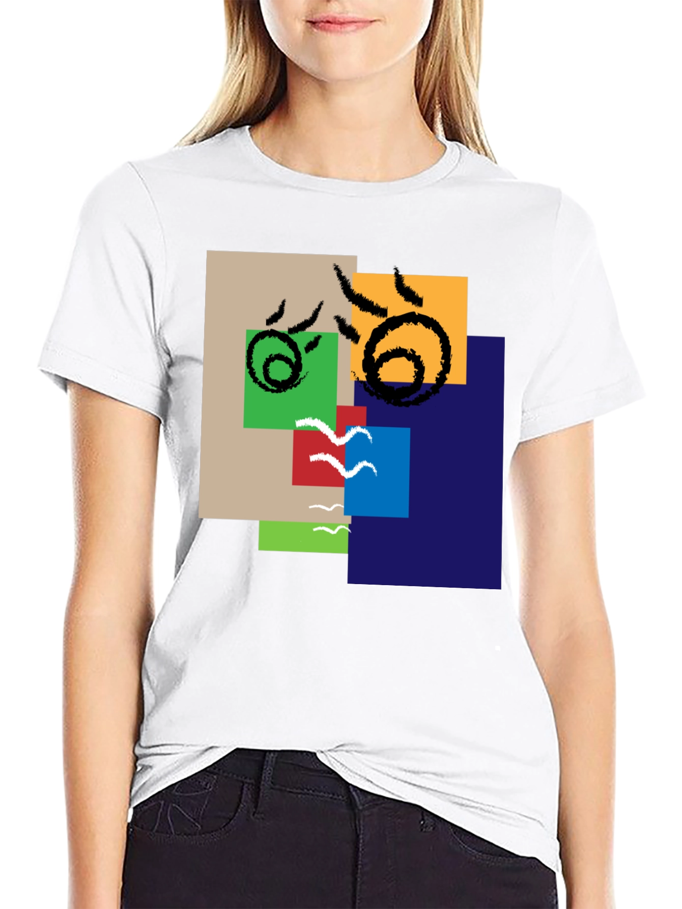 Black Abstract Squares Graphic Tee - Modern Art Shirt view 9