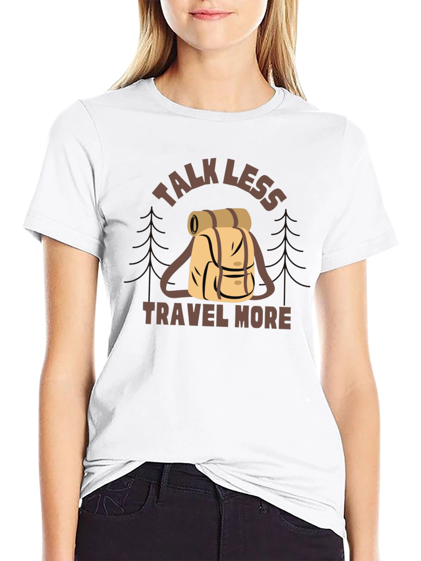Black Talk Less Travel More Graphic Tee view 9