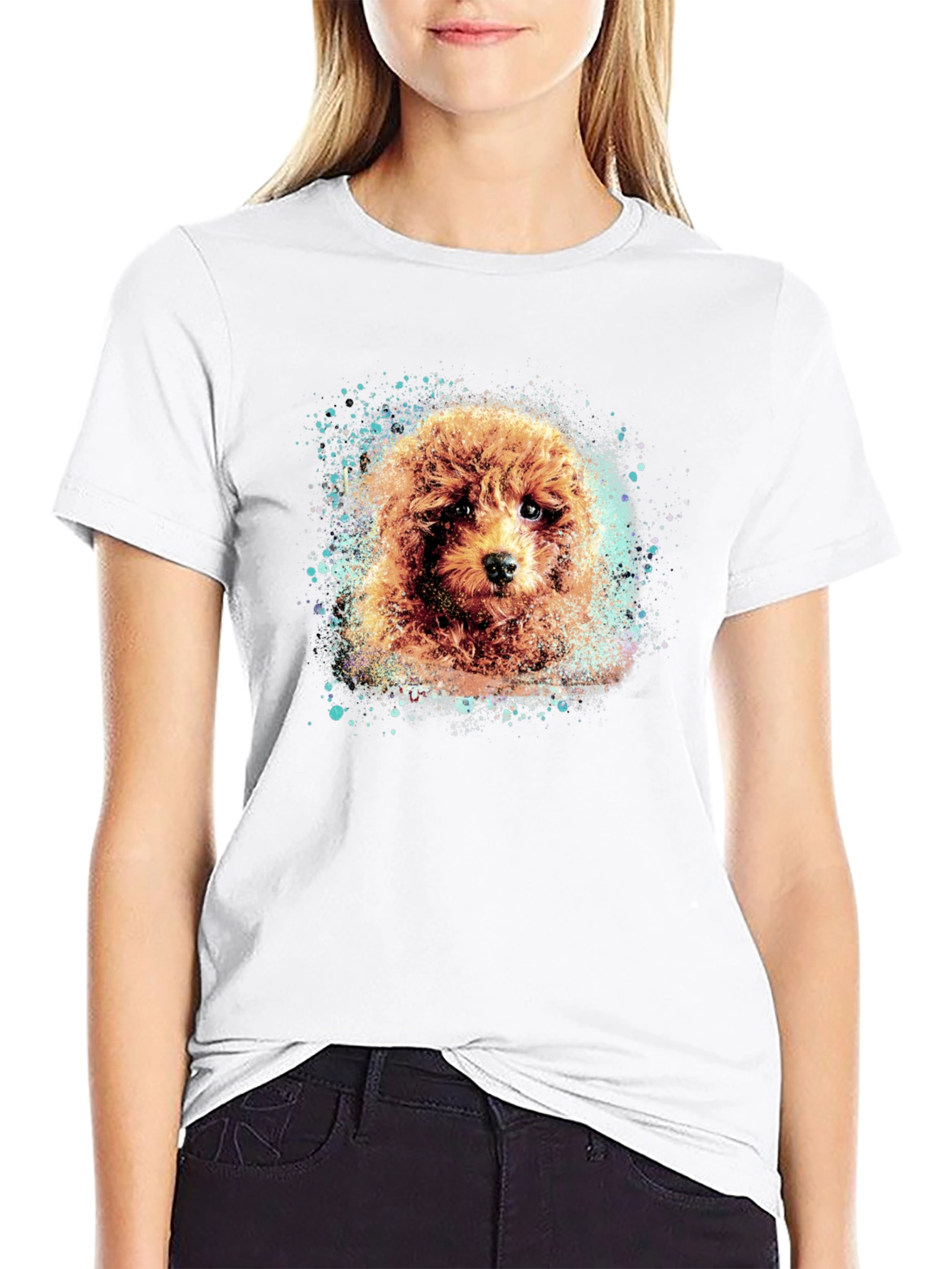 Black Poodle Art Print Tee - Soft Cotton Blend view 9