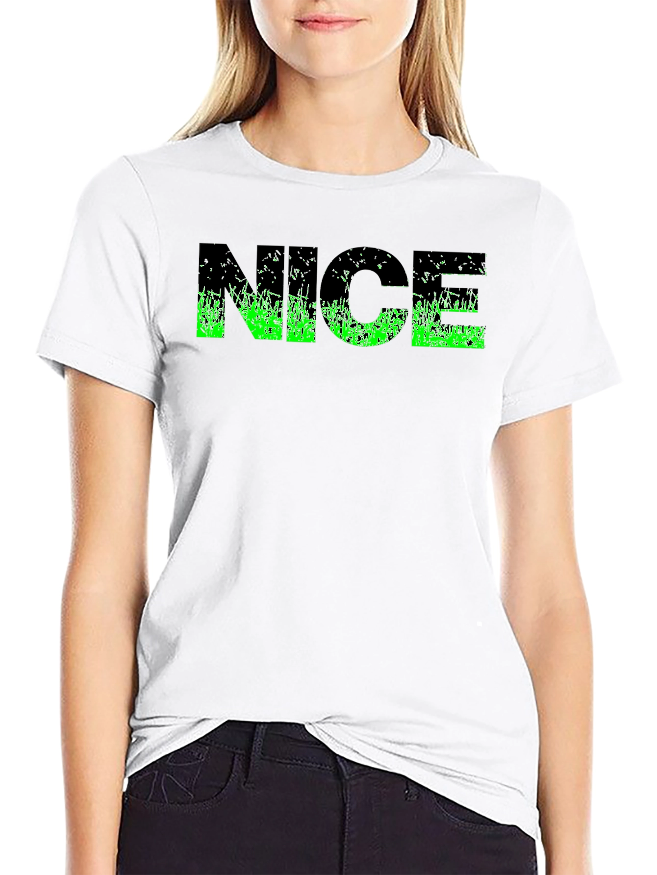 Black Cool "NICE" Graphic Black T-Shirt view 9