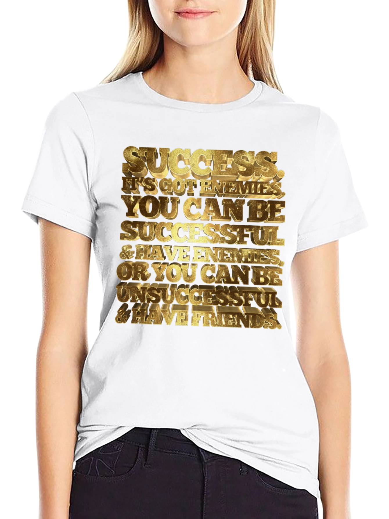 Black Success Motivational Black Graphic T-Shirt view 9