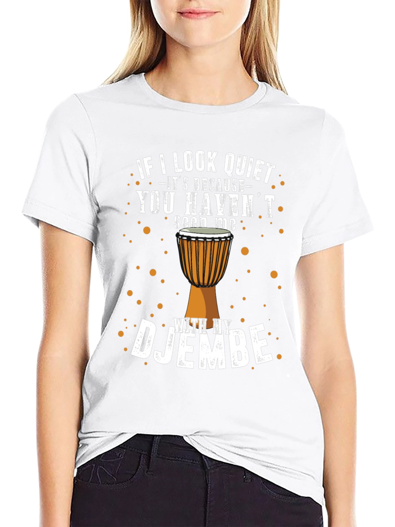 Black Djembe Drummer T-Shirt - If I Look Quiet view 9