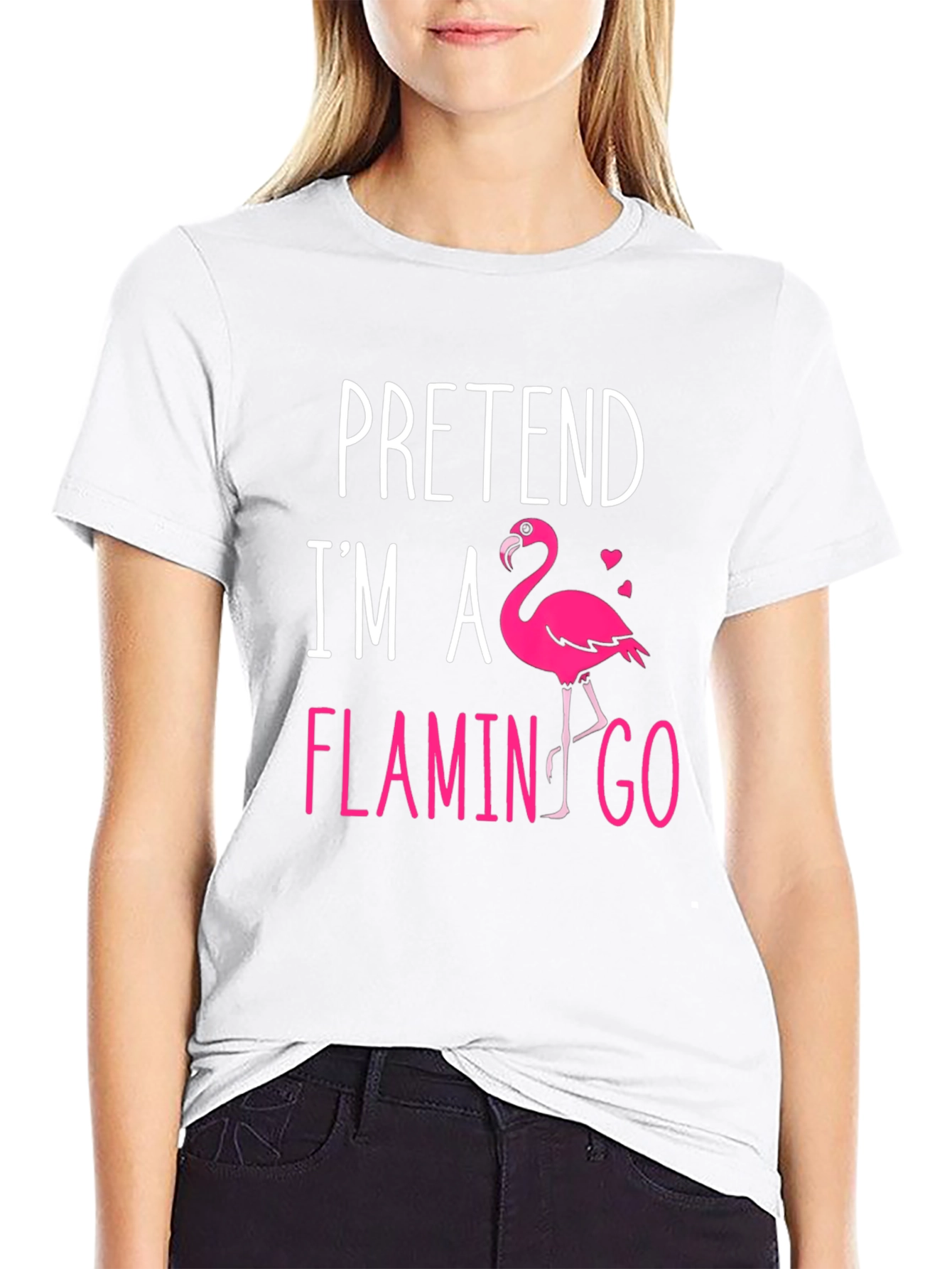 Black Pretend I'm A Flamingo T-Shirt view 9