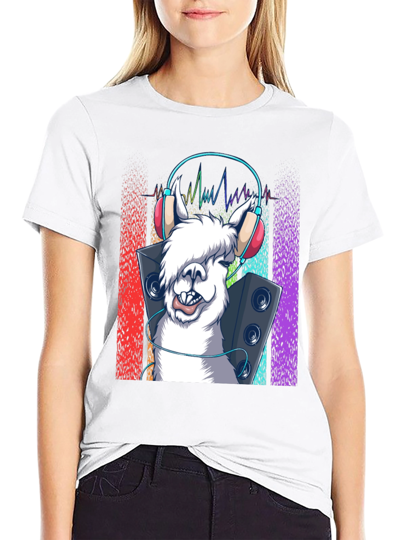 Black Llama DJ Graphic Tee - Music Lover T-Shirt view 9