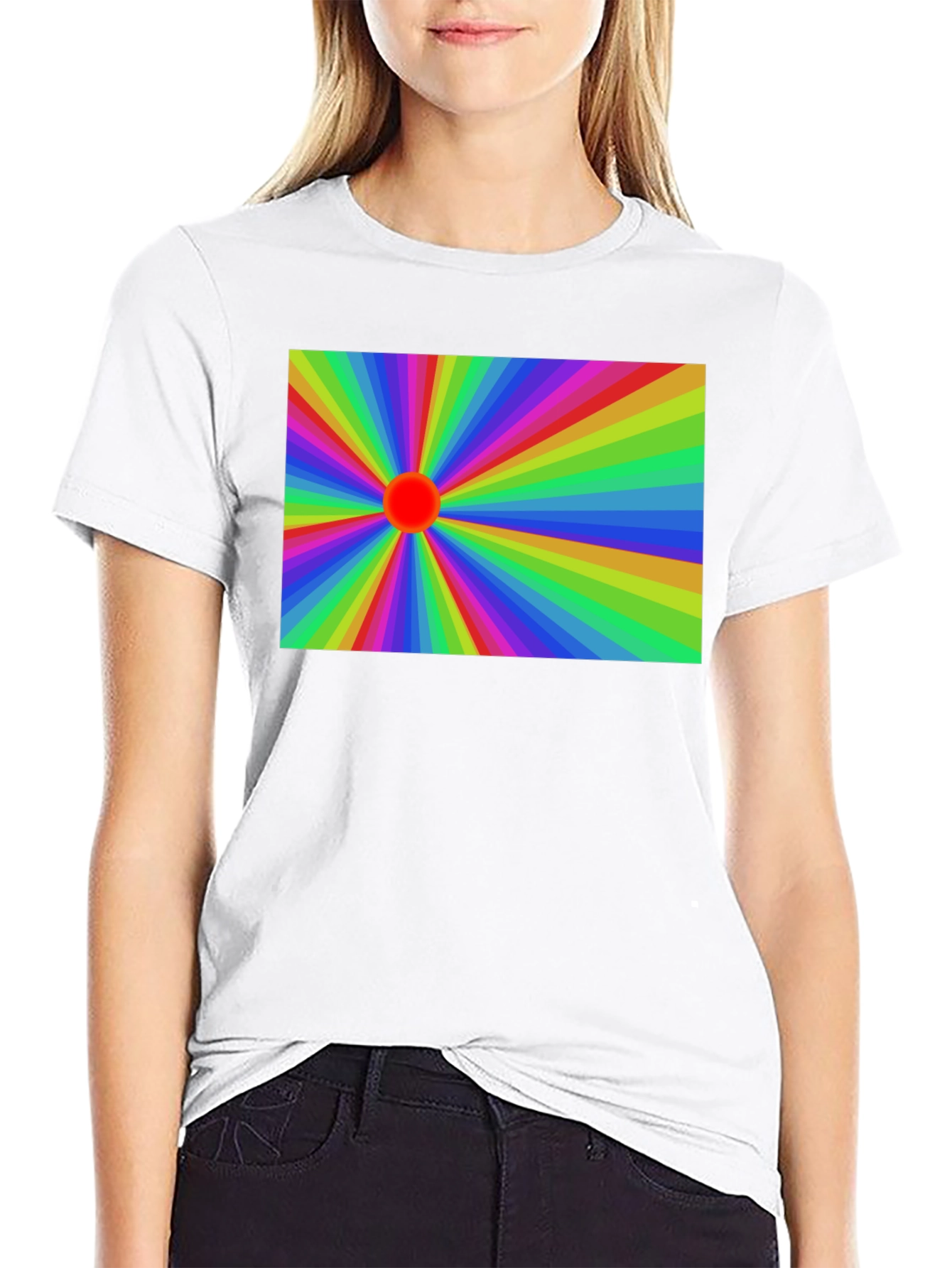 Black Retro Rainbow Burst Graphic Tee - Black view 9