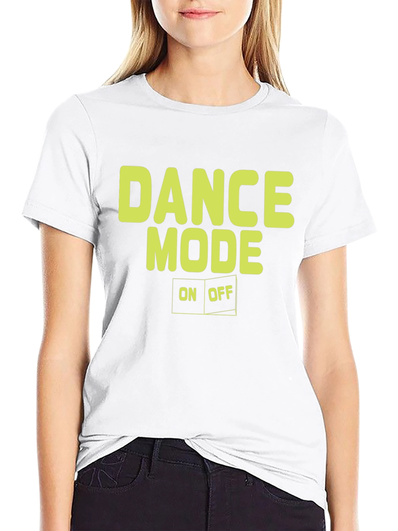 Black Dance Mode On/Off Graphic Tee - Black Cotton T-Shirt view 9