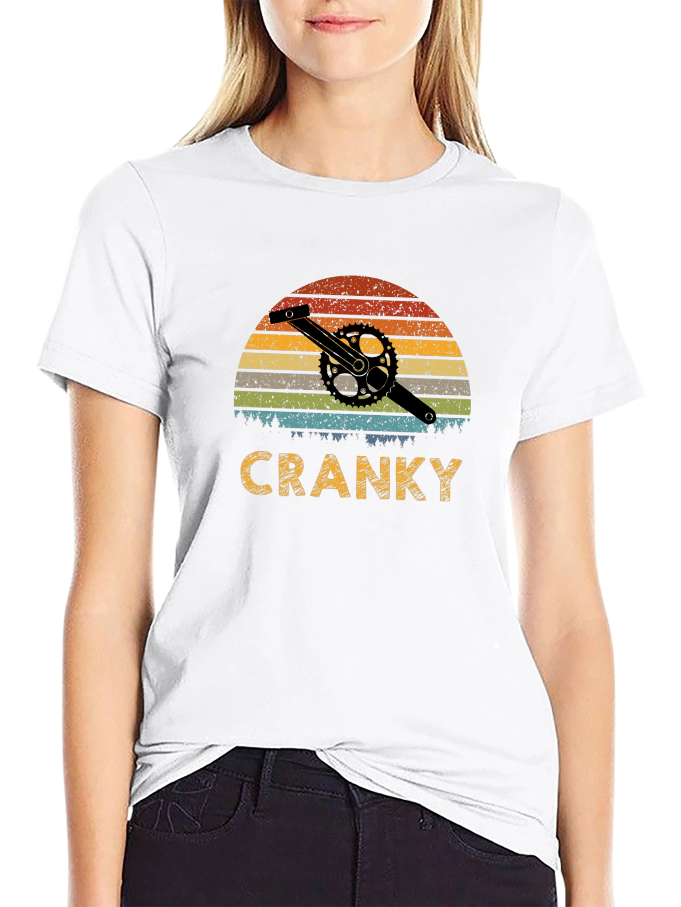 Black Cranky Retro Bike T-Shirt view 9