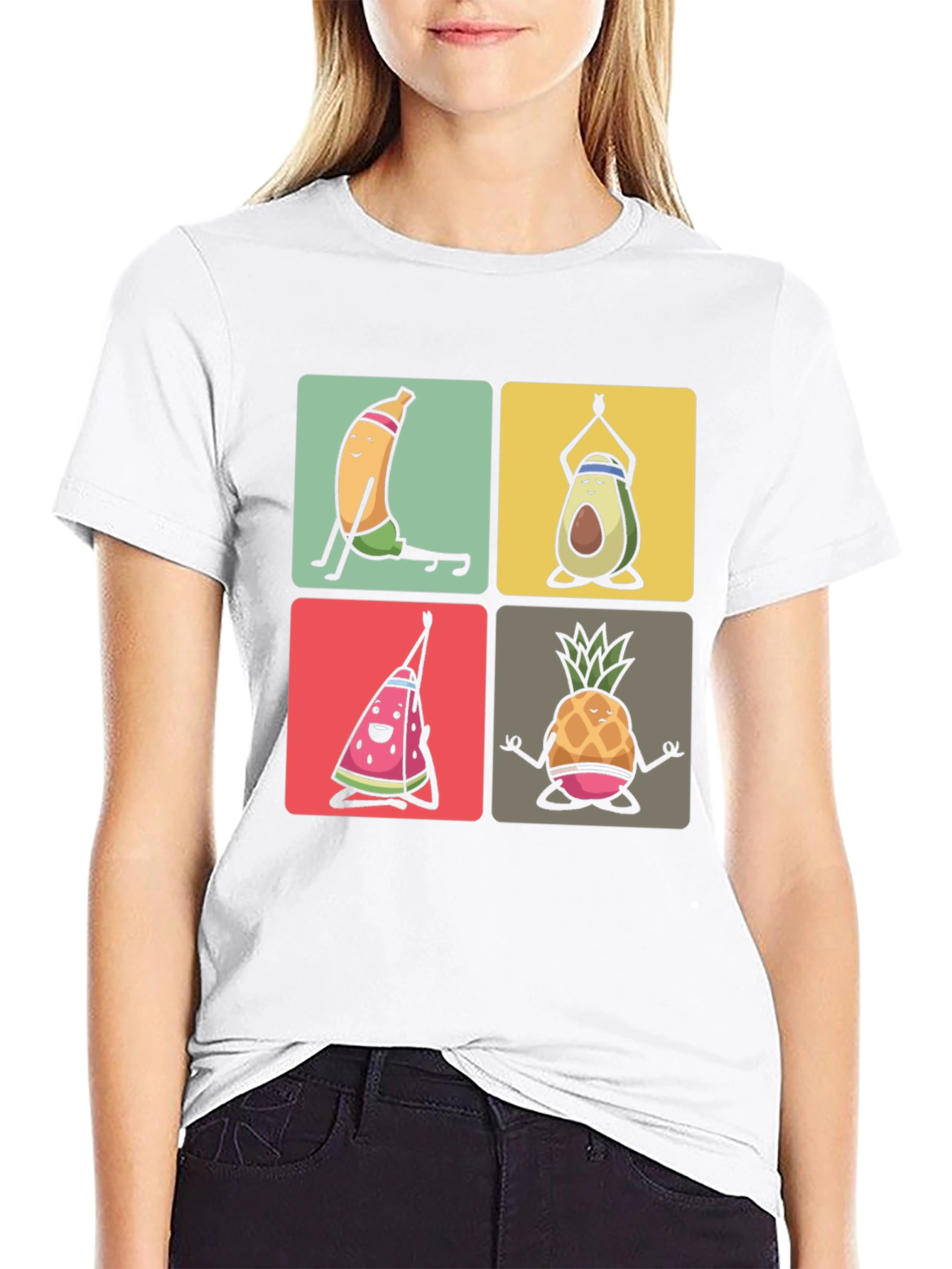 Black Yoga Fruit T-Shirt - Quirky & Comfortable Tee view 9
